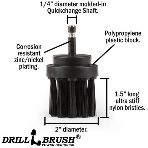 2in Black Brush - Ultra Stiff - Long Bristles - Heavy Duty Cleaning | 2in-L-K-QC-DB - Image 3