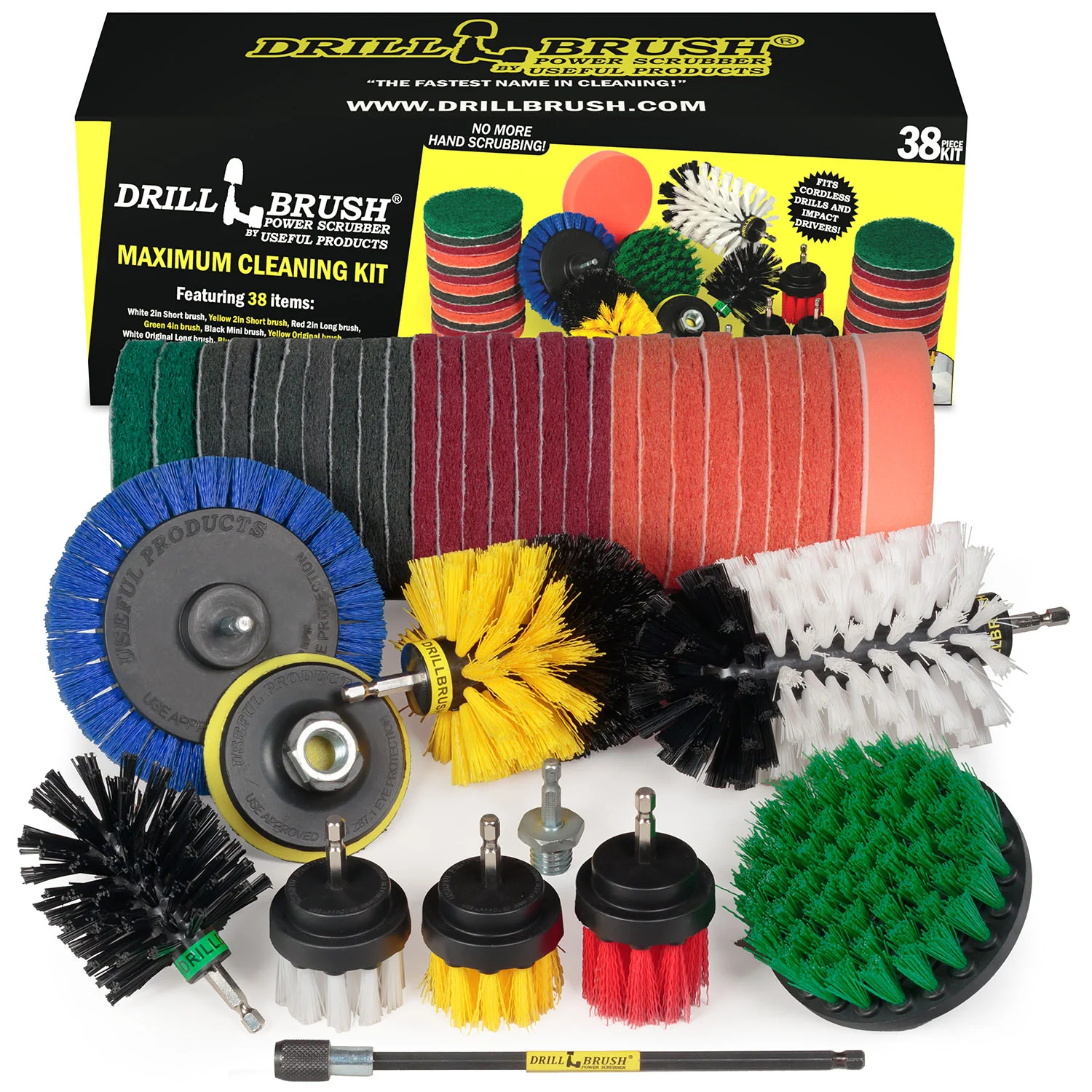 38 Piece Drillbrush Cleaning Kit - Soft, Medium, Stiff, & Ultra Stiff | 38pc-combo-QC-DB-A