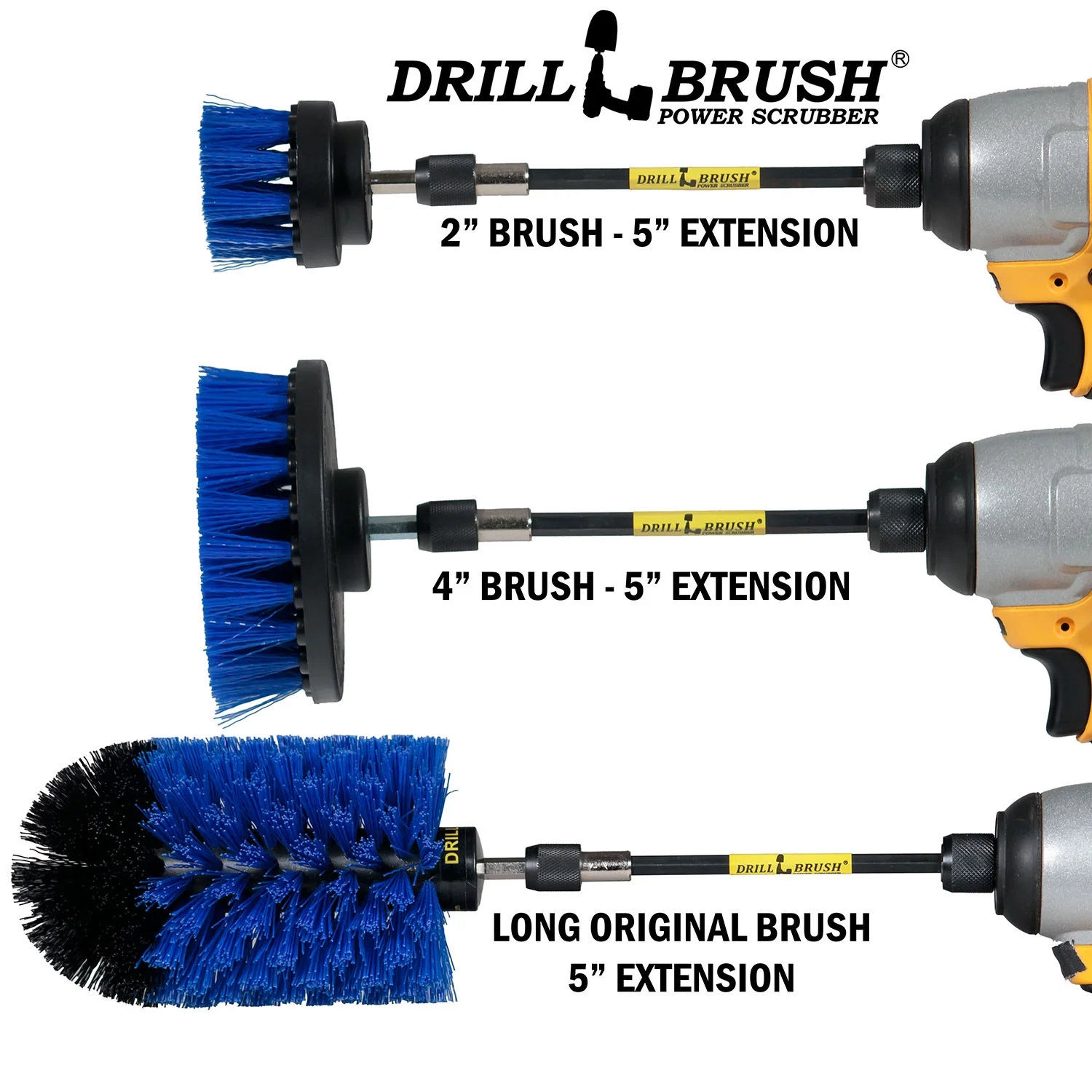4in Flat Brush, 2in Short Brush, and Jumbo Original all in Medium Blue Plus 5" Extension - Aquarium Cleaning Products | B-S-42J-5X-QC-DB - Image 3