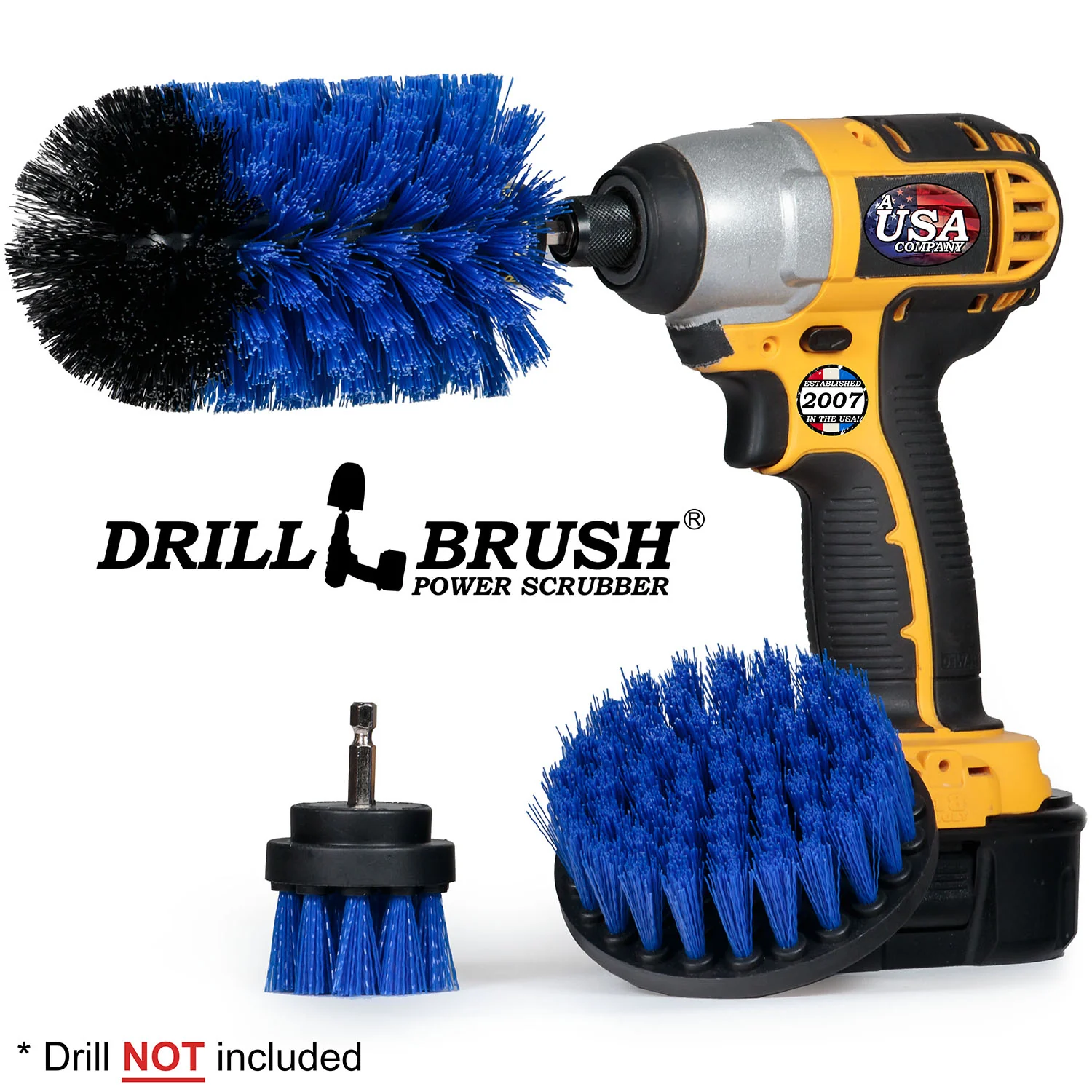 4in Flat Brush, 2in Short Brush, and Jumbo Original all in Medium Stiffness Blue - Boat Brush Set | B-S-42J-QC-DB - Image 2