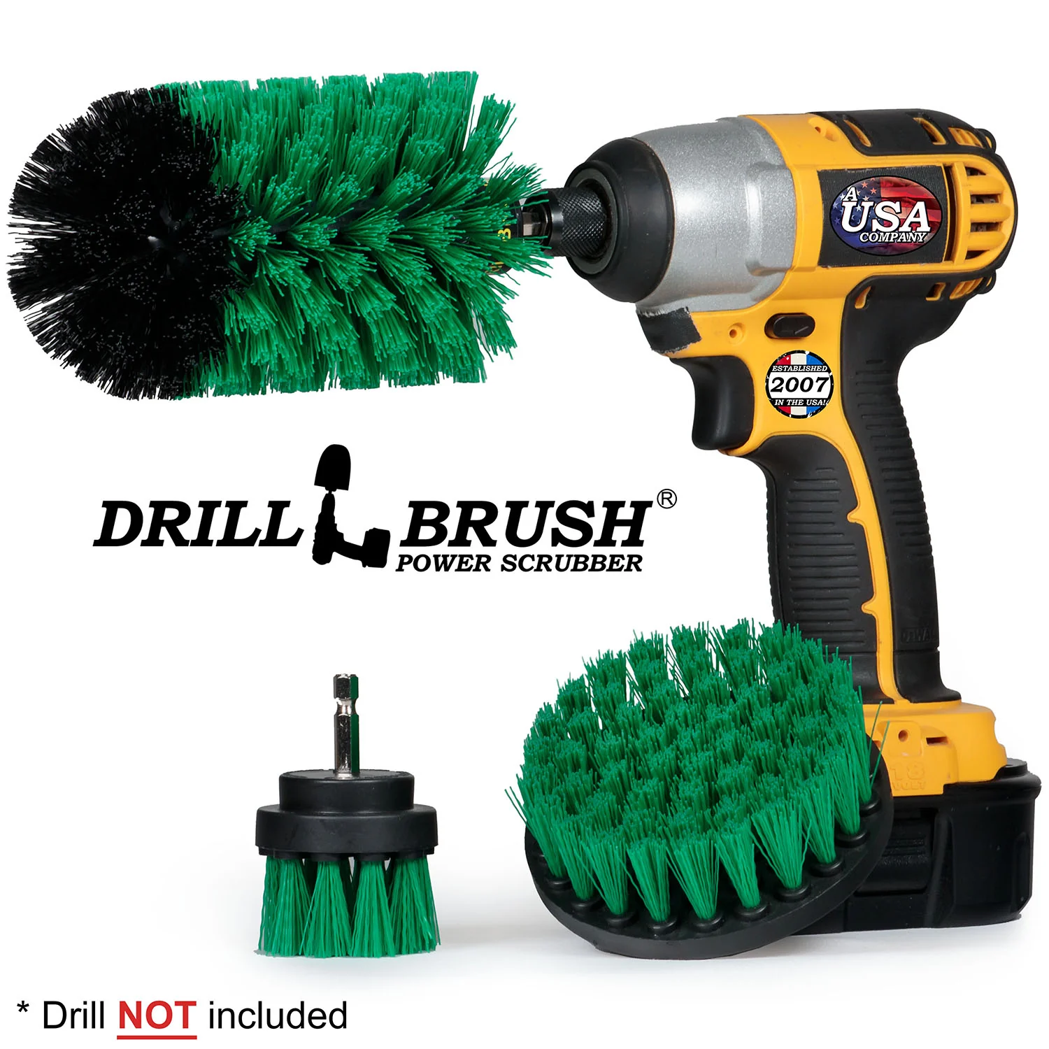 4in Flat Brush, 2in Short Brush, and Jumbo Original all in Medium Stiffness Green - Oven Cleaner Brush Set | G-S-42J-QC-DB - Image 2