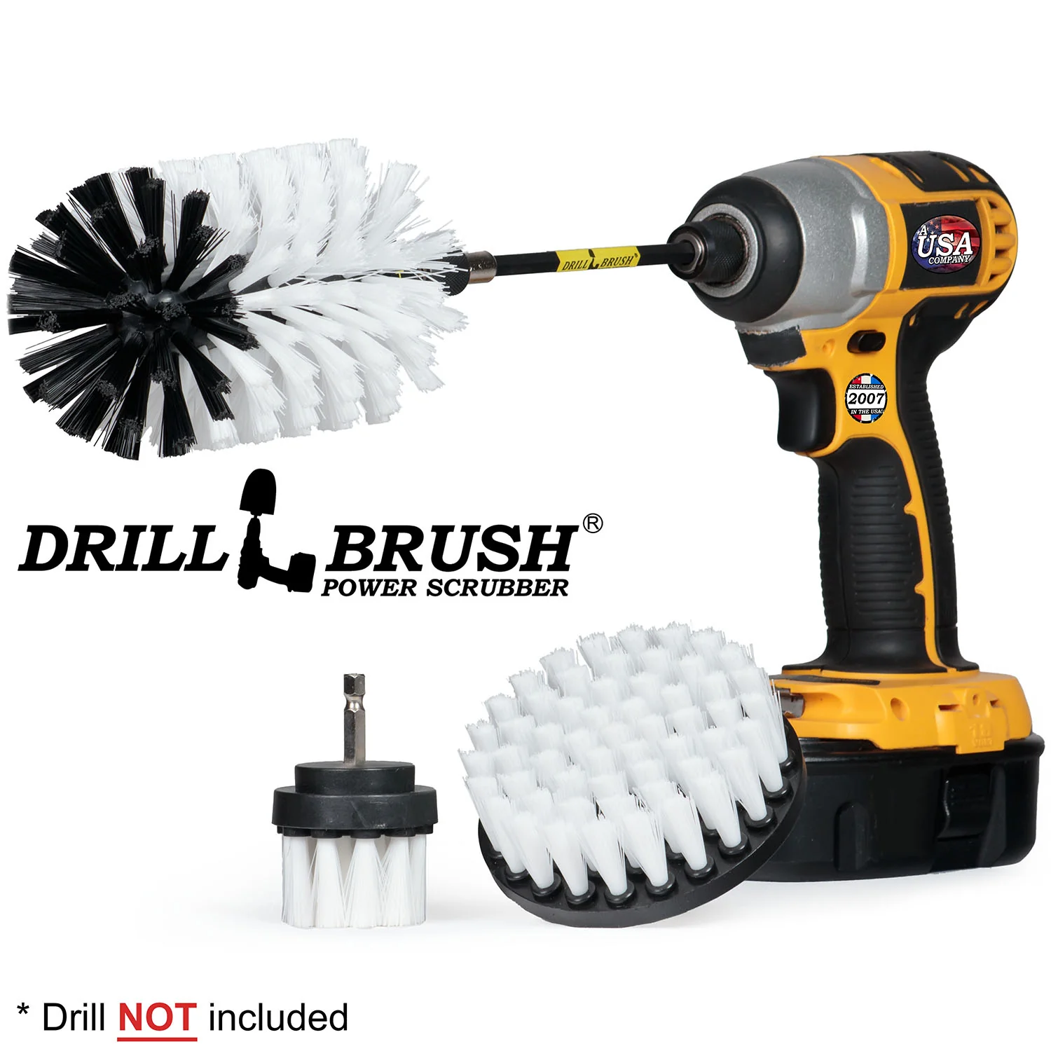 4in Flat Brush, 2in Short Brush, and Jumbo Original all in Soft White Plus 5" Extension - Automotive Cleaning kit with Extended Reach Attachment | W-S-42J-5X-QC-DB - Image 2