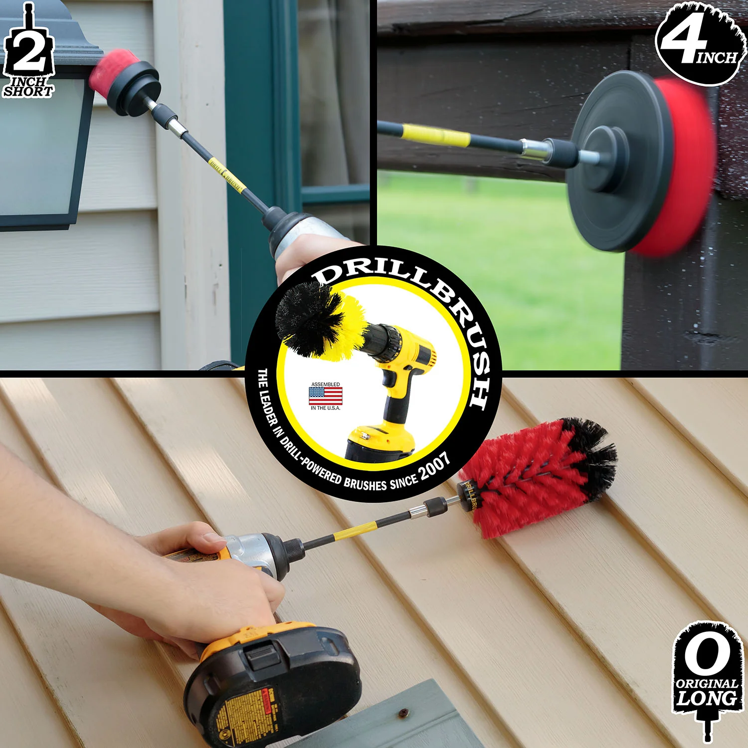 4in Flat Brush, 2in Short Brush, and Jumbo Original all in Stiff Red Plus 5" Extension - Marble Cleaner | R-S-42J-5X-QC-DB - Image 4