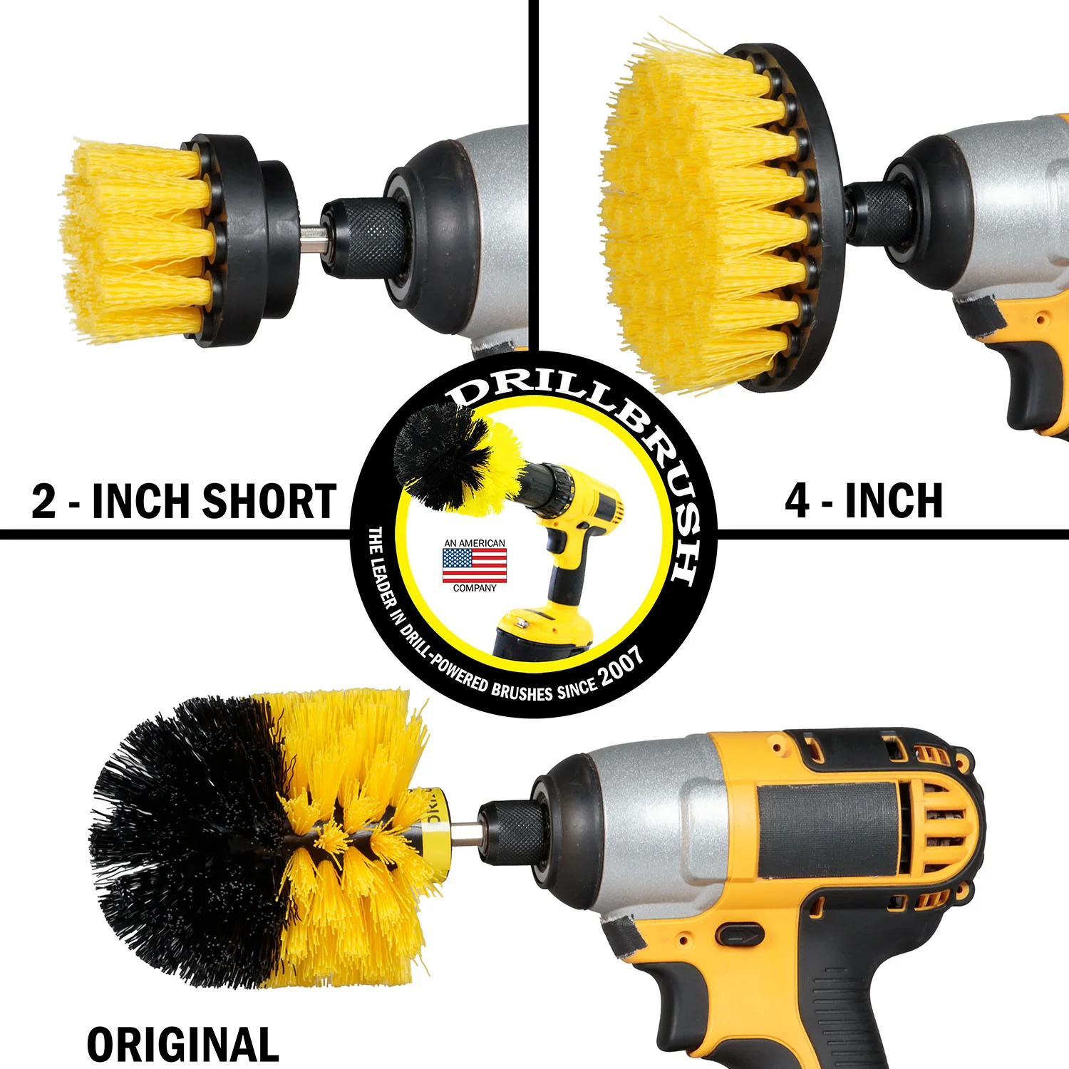 Original, 4in, & 2in Medium Yellow Brushes w/ 4in Variety Pads - Bathroom Cleaning | S-Y42O-P4-2WRB-3V-QC-DB - Image 3
