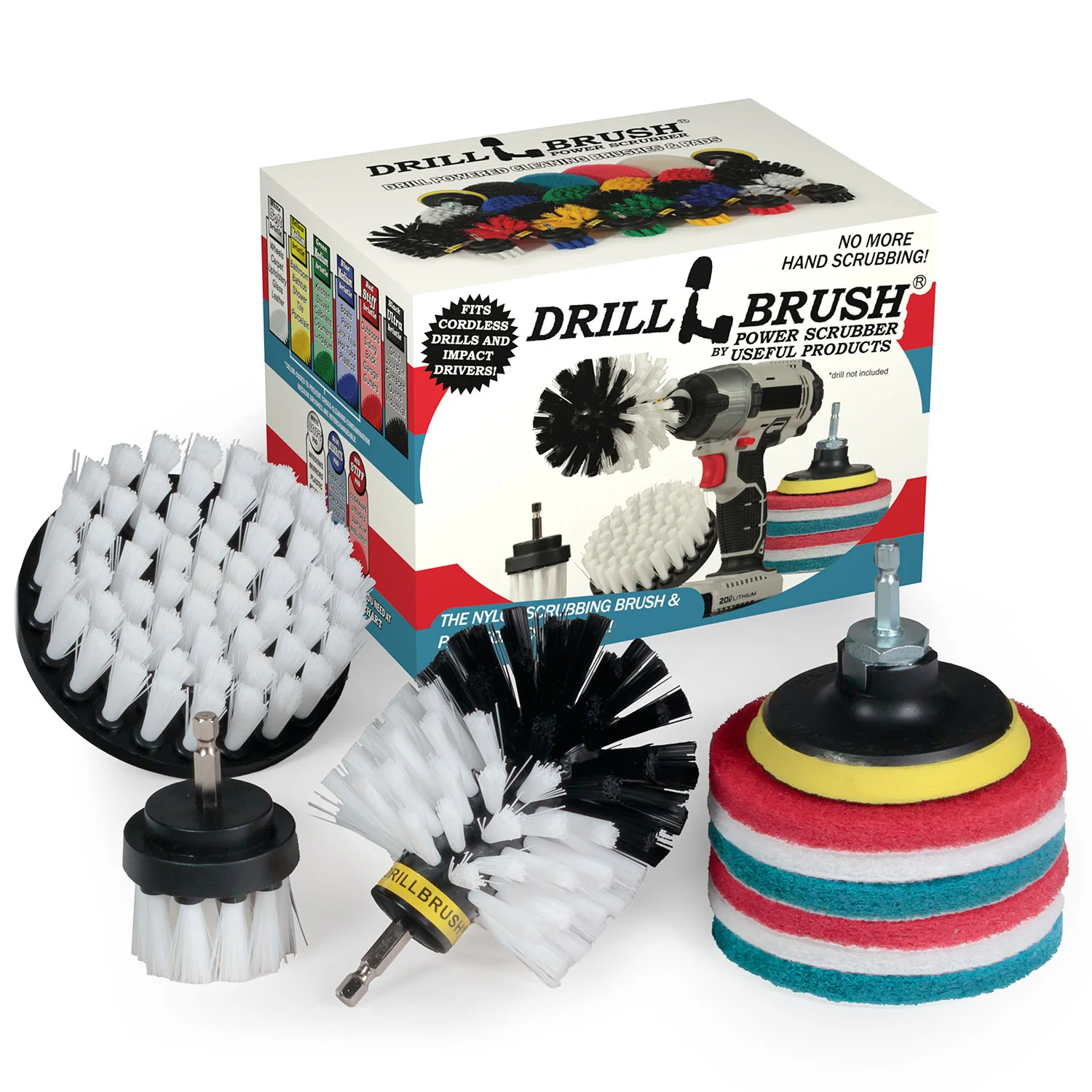 Original, 4in, & 2in Soft White Brushes w/ 4in Variety Pads - Home & Auto | S-W42O-P4-2WRB-3V-QC-DB