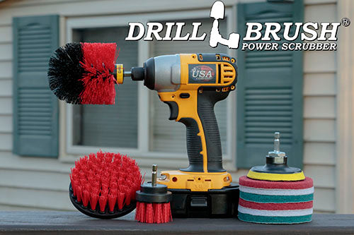 Original, 4in, & 2in Stiff Red Brushes w/ 4in Variety Pads - Outdoor Cleaning | S-R42O-P4-2WRB-3V-QC-DB - Image 8