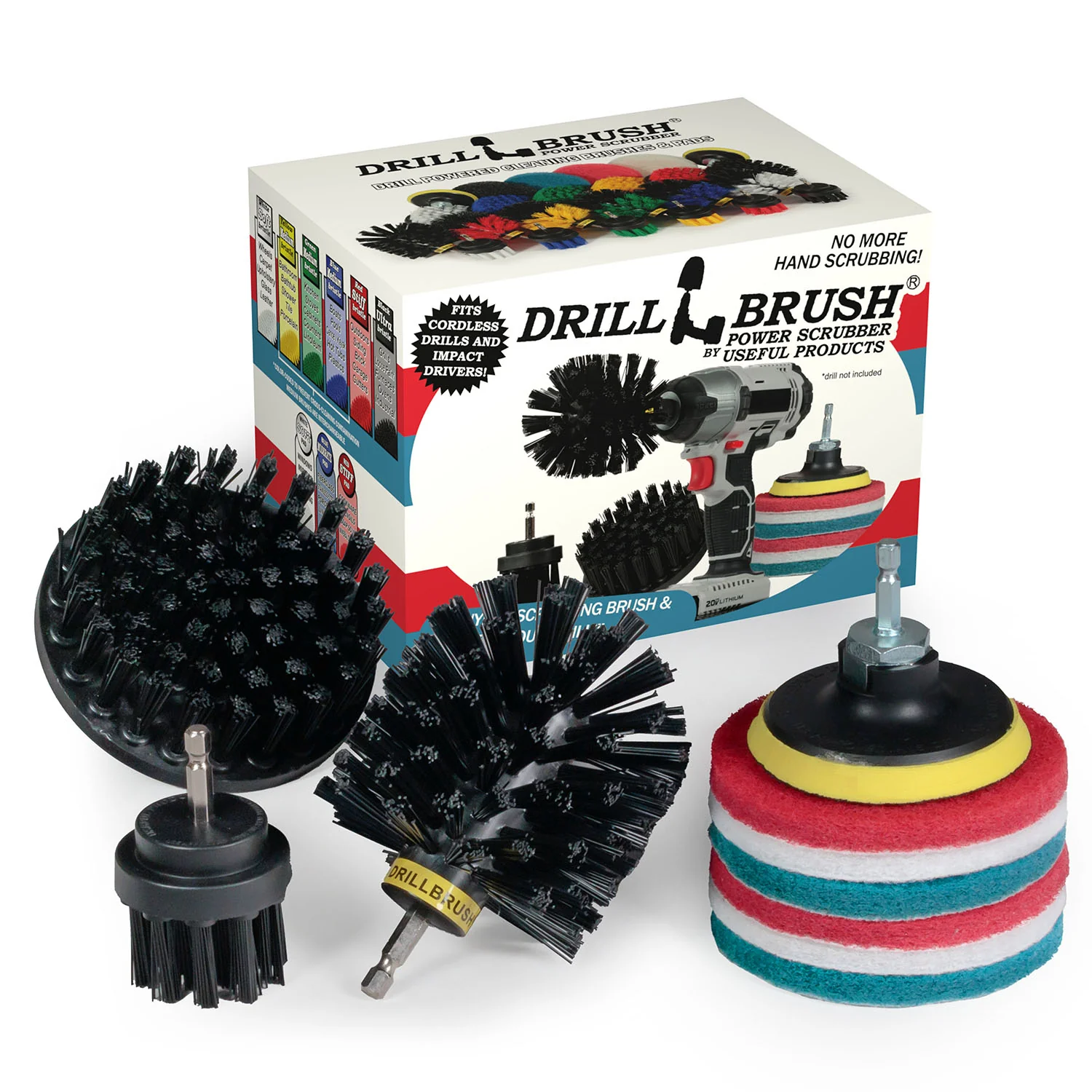 Original, 4in, & 2in Stiff Black Brushes w/ 4in Variety Pads - Grill & Industrial | S-K42O-P4-2WRB-3V-QC-DB