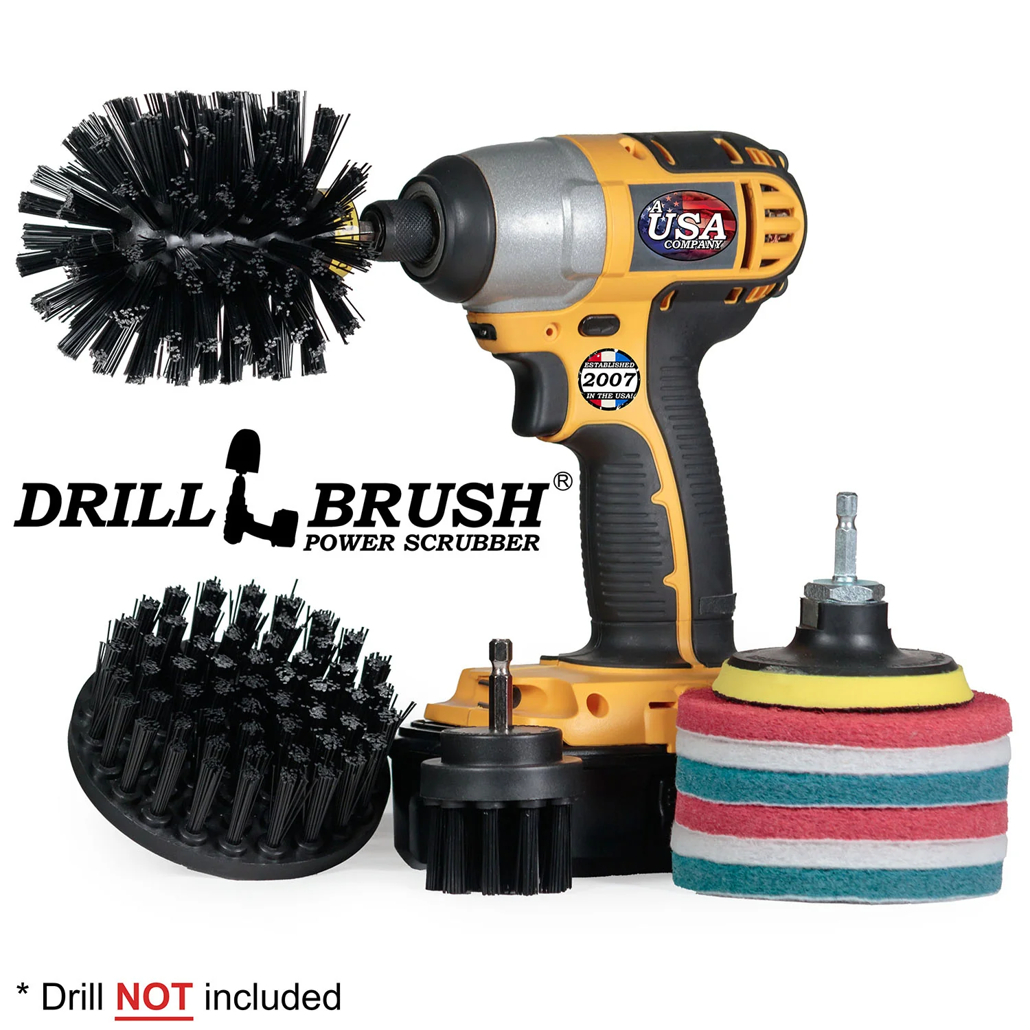 Original, 4in, & 2in Stiff Black Brushes w/ 4in Variety Pads - Grill & Industrial | S-K42O-P4-2WRB-3V-QC-DB - Image 2