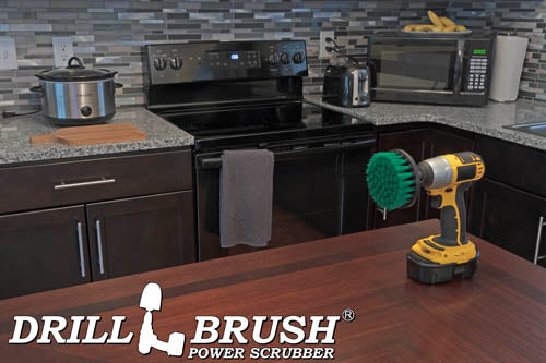 4in Green Brush - Medium Stiffness - Kitchen Counter & Tile Cleaning | 4in-S-G-QC-DB - Image 5