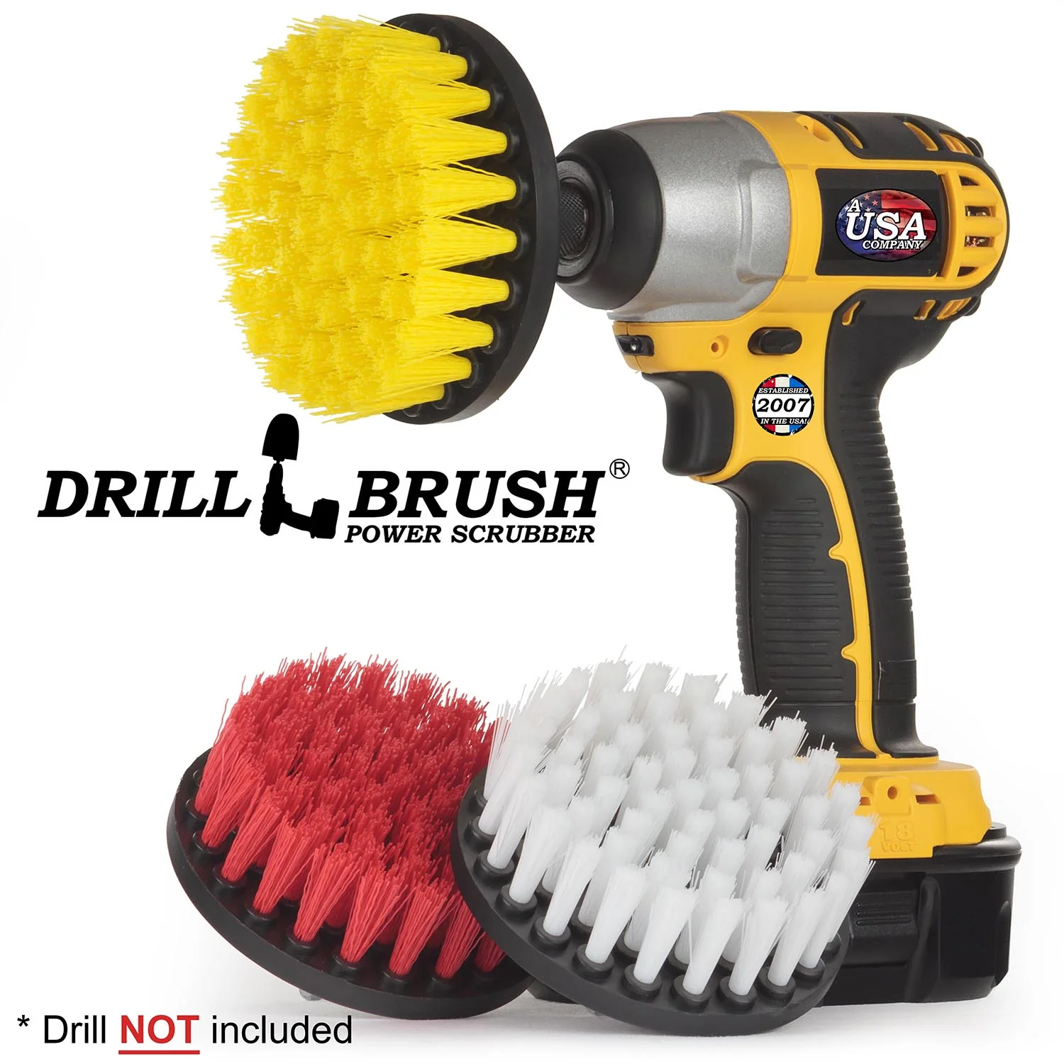 4in 3pc. Kit - Soft, Medium, & Stiff Bristles - Auto, Bathroom, & Patio | 4in-S-WYR-QC-DB - Image 2