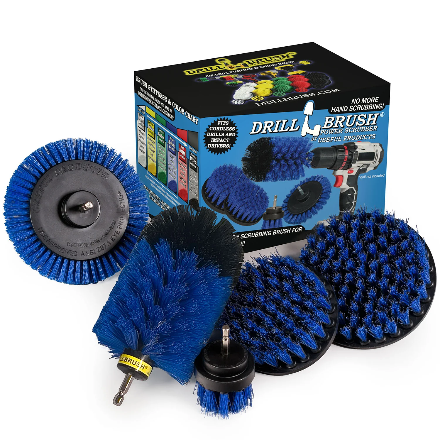5in Flat Brush, 4in Flat Brush, 2in Short Brush, and Jumbo Original all in Medium Blue - Aquarium Cleaning Products | B-S-E542J-QC-DB