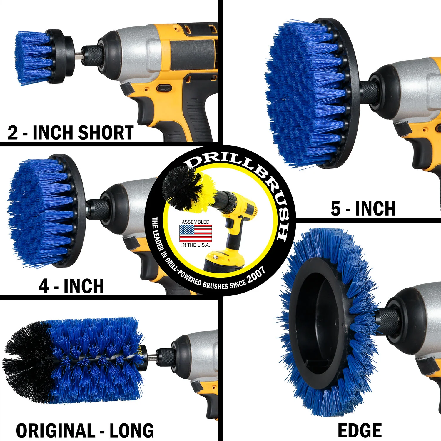 5in Flat Brush, 4in Flat Brush, 2in Short Brush, and Jumbo Original all in Medium Blue - Aquarium Cleaning Products | B-S-E542J-QC-DB - Image 3