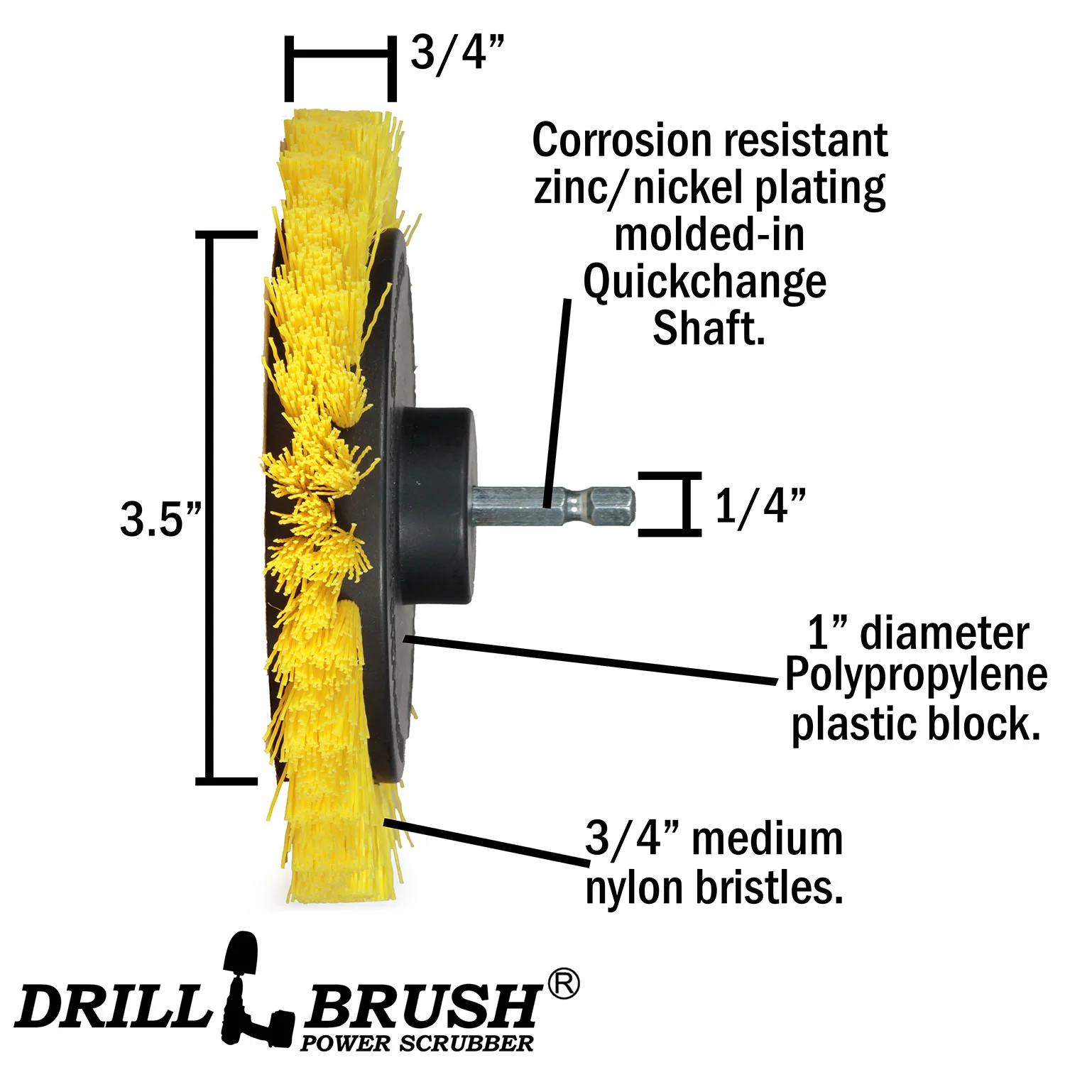 5in Flat Brush, 4in Flat Brush, 2in Short Brush, and Jumbo Original all in Medium Yellow - Bathroom Cleaning Products | Y-S-E542J-QC-DB - Image 6