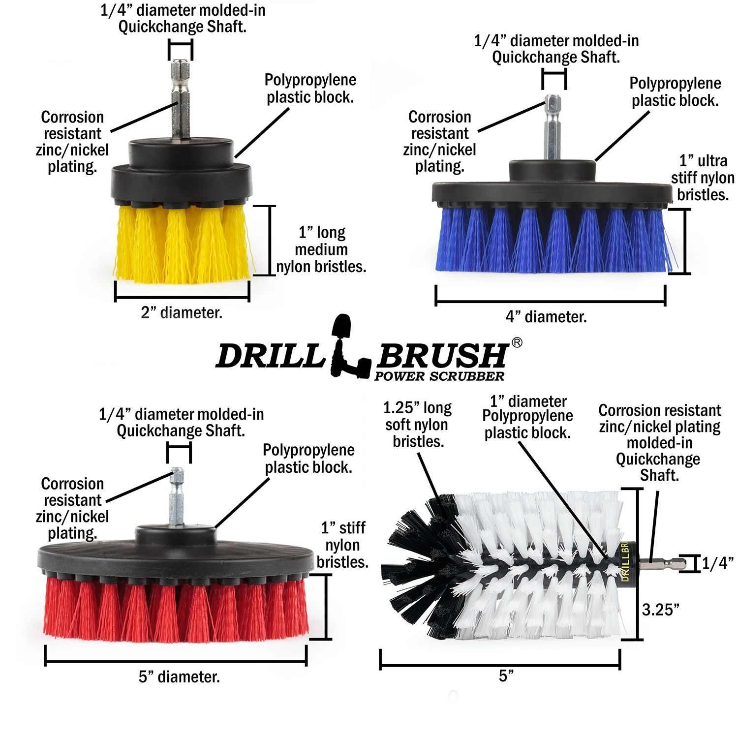 5in Flat Brush, 4in Flat Brush, 2in Short Brush, and Jumbo Original all in Soft White - Home & Auto Cleaning Products | WJ-Y2-B5-R4-KE-S-QC-DB - Image 3