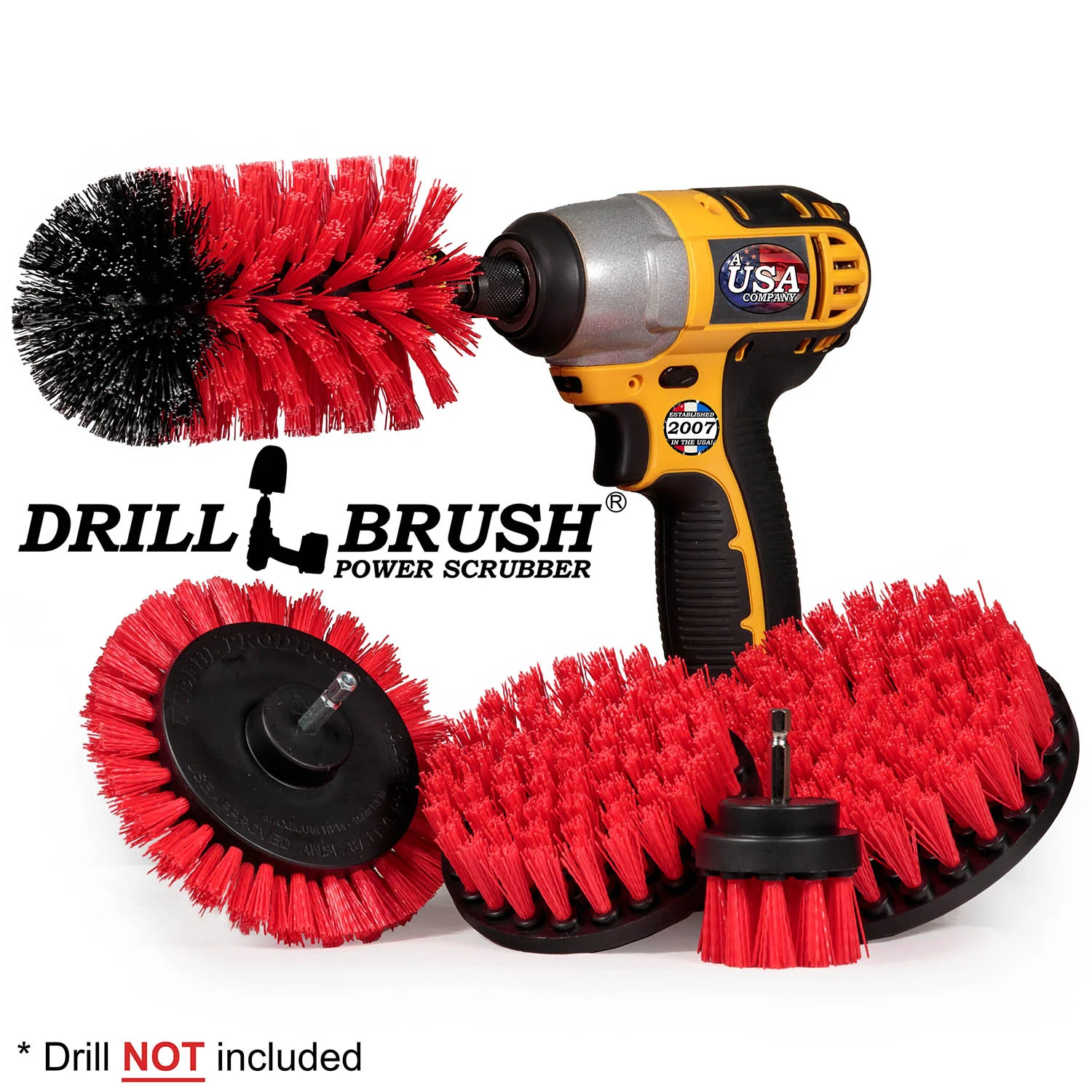 5in Flat Brush, 4in Flat Brush, 2in Short Brush, and Jumbo Original all in Stiff Red - Outdoor & Patio Cleaning Products | R-S-E542J-QC-DB - Image 2