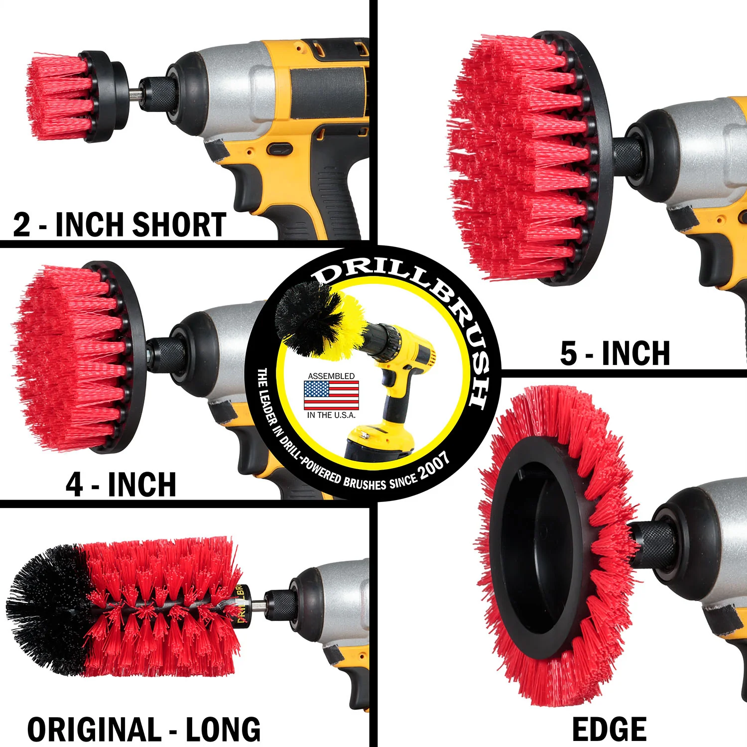 5in Flat Brush, 4in Flat Brush, 2in Short Brush, and Jumbo Original all in Stiff Red - Outdoor & Patio Cleaning Products | R-S-E542J-QC-DB - Image 3