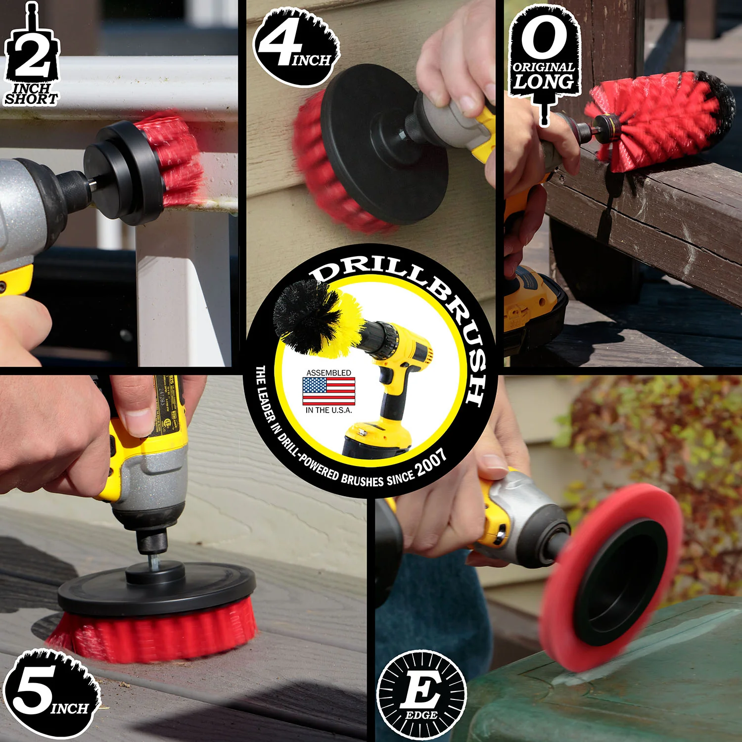 5in Flat Brush, 4in Flat Brush, 2in Short Brush, and Jumbo Original all in Stiff Red - Outdoor & Patio Cleaning Products | R-S-E542J-QC-DB - Image 4