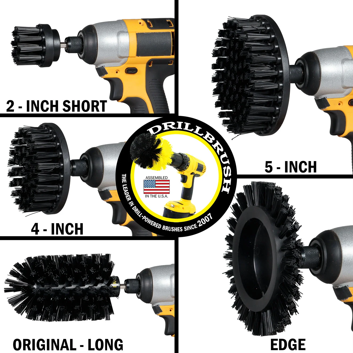 5in Flat Brush, 4in Flat Brush, 2in Short Brush, and Jumbo Original all in Ultra Stiff Black - Grill Cleaning Products | K-S-E542J-QC-DB - Image 3