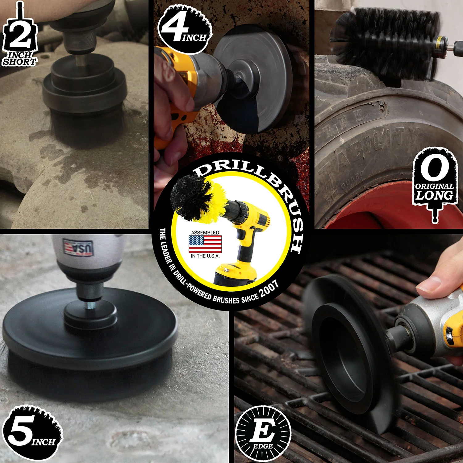 5in Flat Brush, 4in Flat Brush, 2in Short Brush, and Jumbo Original all in Ultra Stiff Black - Grill Cleaning Products | K-S-E542J-QC-DB - Image 4