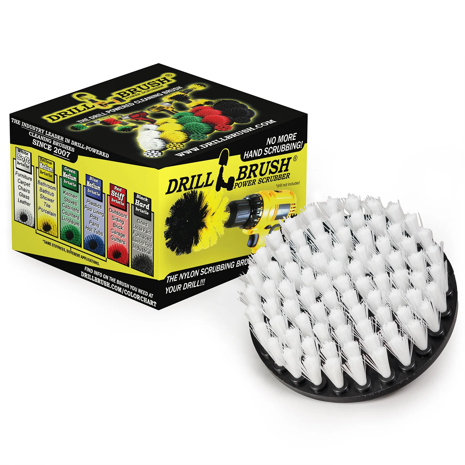 5in White Brush - Soft Bristles - Home & Auto Cleaning | 5in-S-W-QC-DB