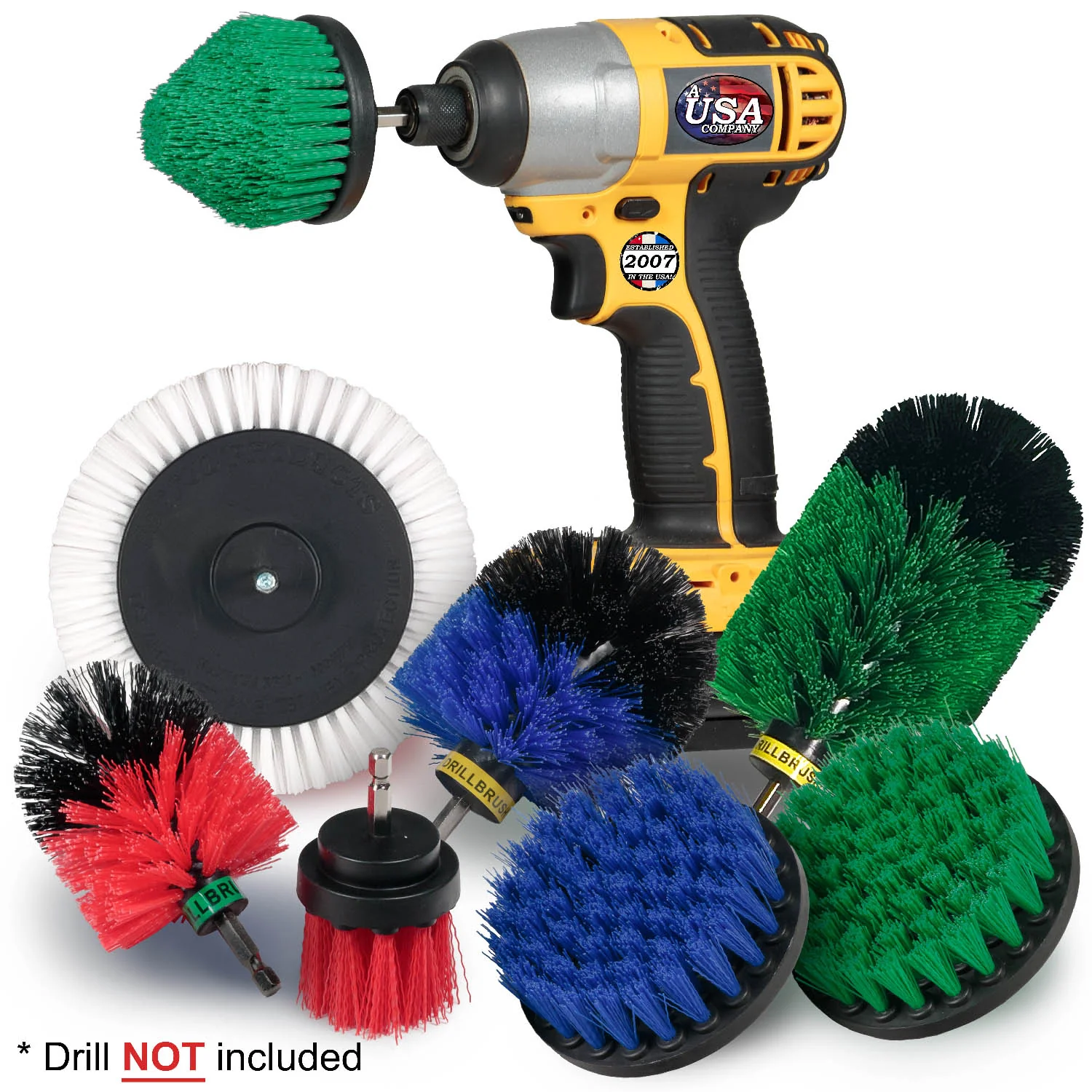 8-piece Drillbrush Household Variety Kit - Soft, Medium, & Stiff Bristles - Home, Kitchen, Marine, Pool, Pet, and Outdoor Cleaning | WE-G4CJ-B4O-RMS-R2L-QC-DB - Image 2
