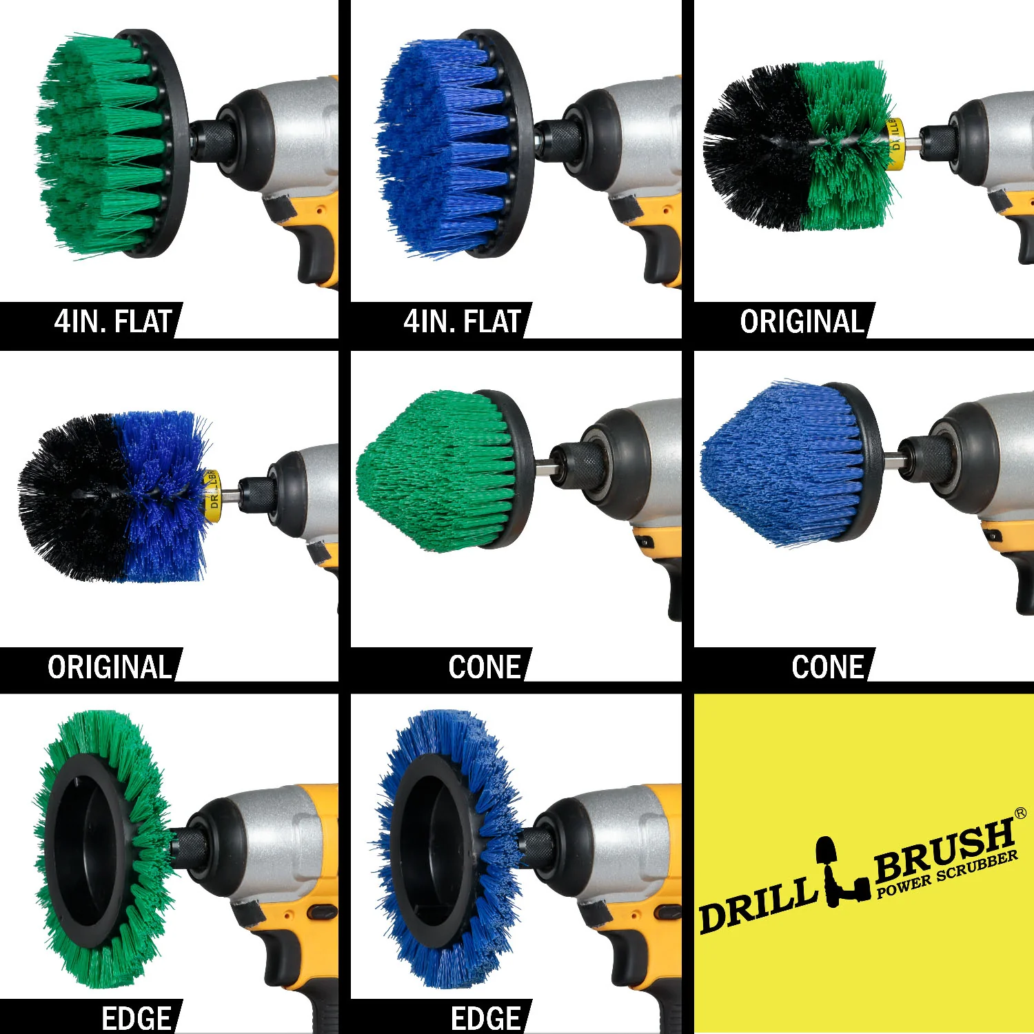 8-piece Medium Green and Blue E4CO Bundle Kit - Medium Bristles - Kitchen, Marine, Pool, and Pet Cleaning | S-GE4CO-BE4CO-QC-DB - Image 3