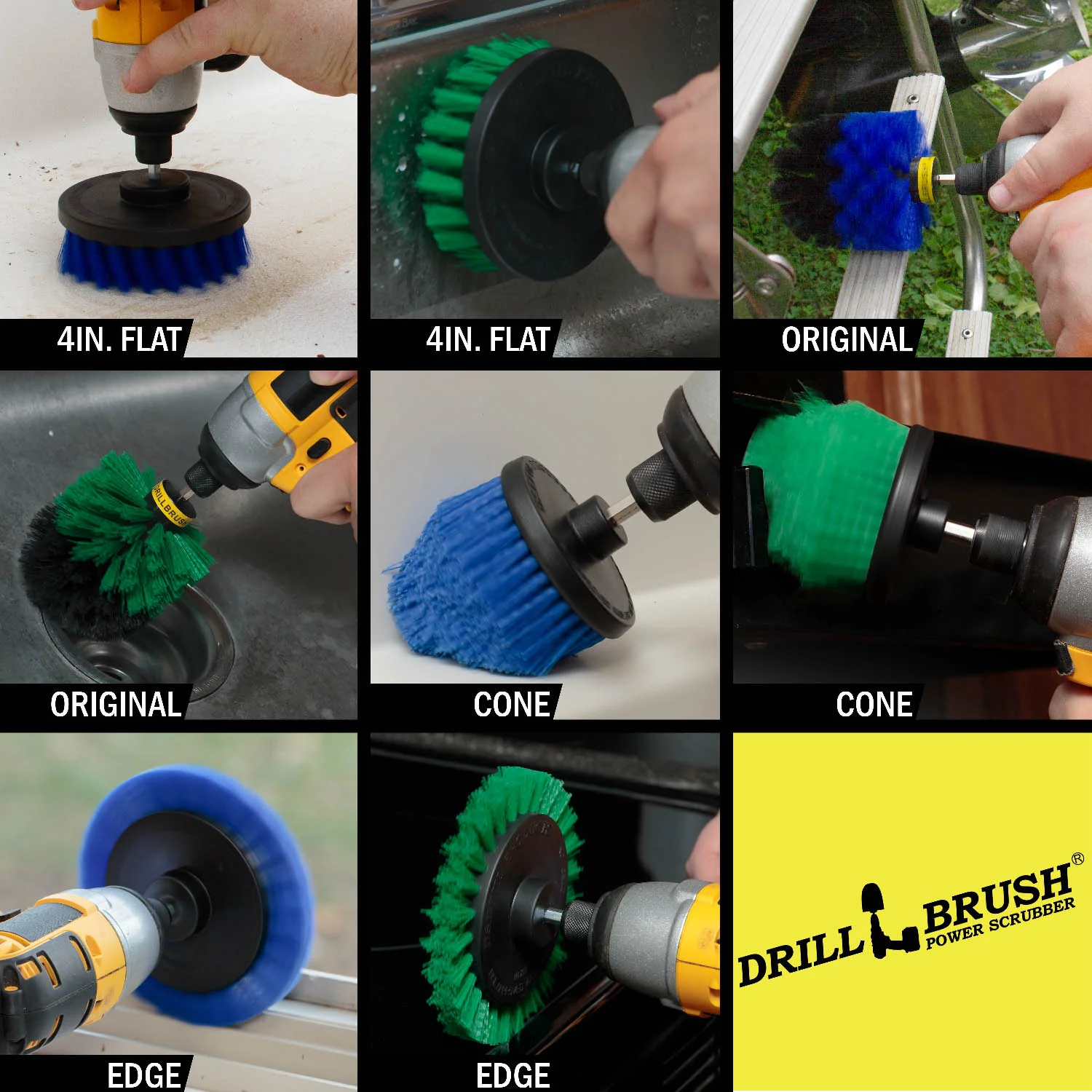 8-piece Medium Green and Blue E4CO Bundle Kit - Medium Bristles - Kitchen, Marine, Pool, and Pet Cleaning | S-GE4CO-BE4CO-QC-DB - Image 4
