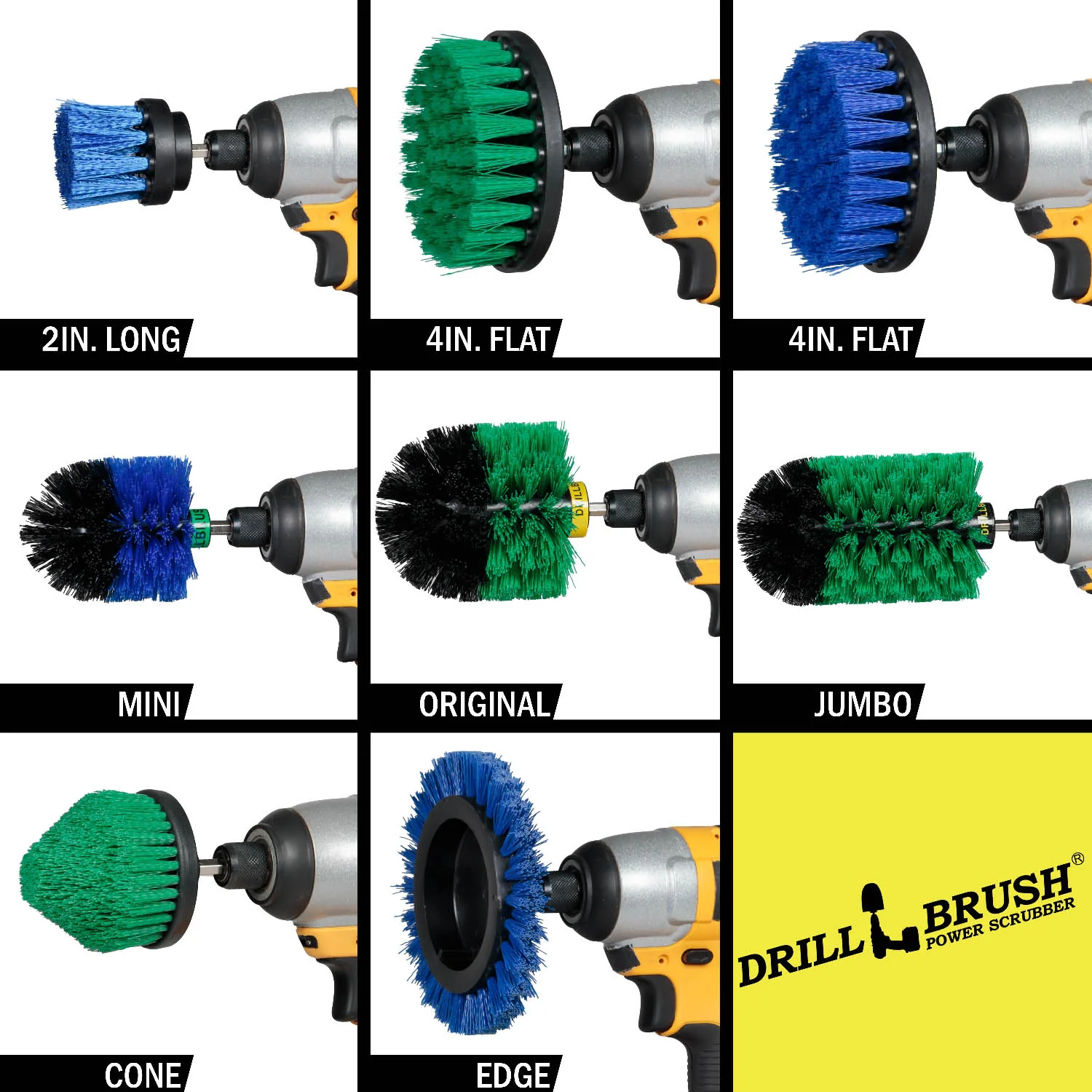 8-piece Medium Green and Blue Variety Kit - Medium Bristles - Kitchen, Marine, Pool, and Pet Cleaning | G4CJO-BE4M-B2L-QC-DB - Image 3