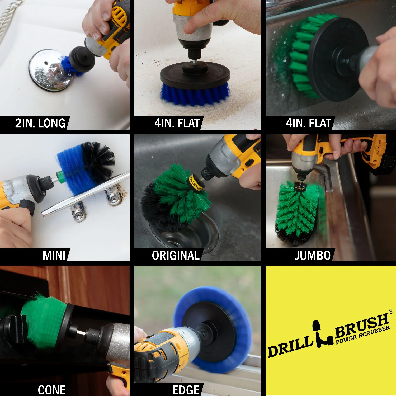 8-piece Medium Green and Blue Variety Kit - Medium Bristles - Kitchen, Marine, Pool, and Pet Cleaning | G4CJO-BE4M-B2L-QC-DB - Image 4