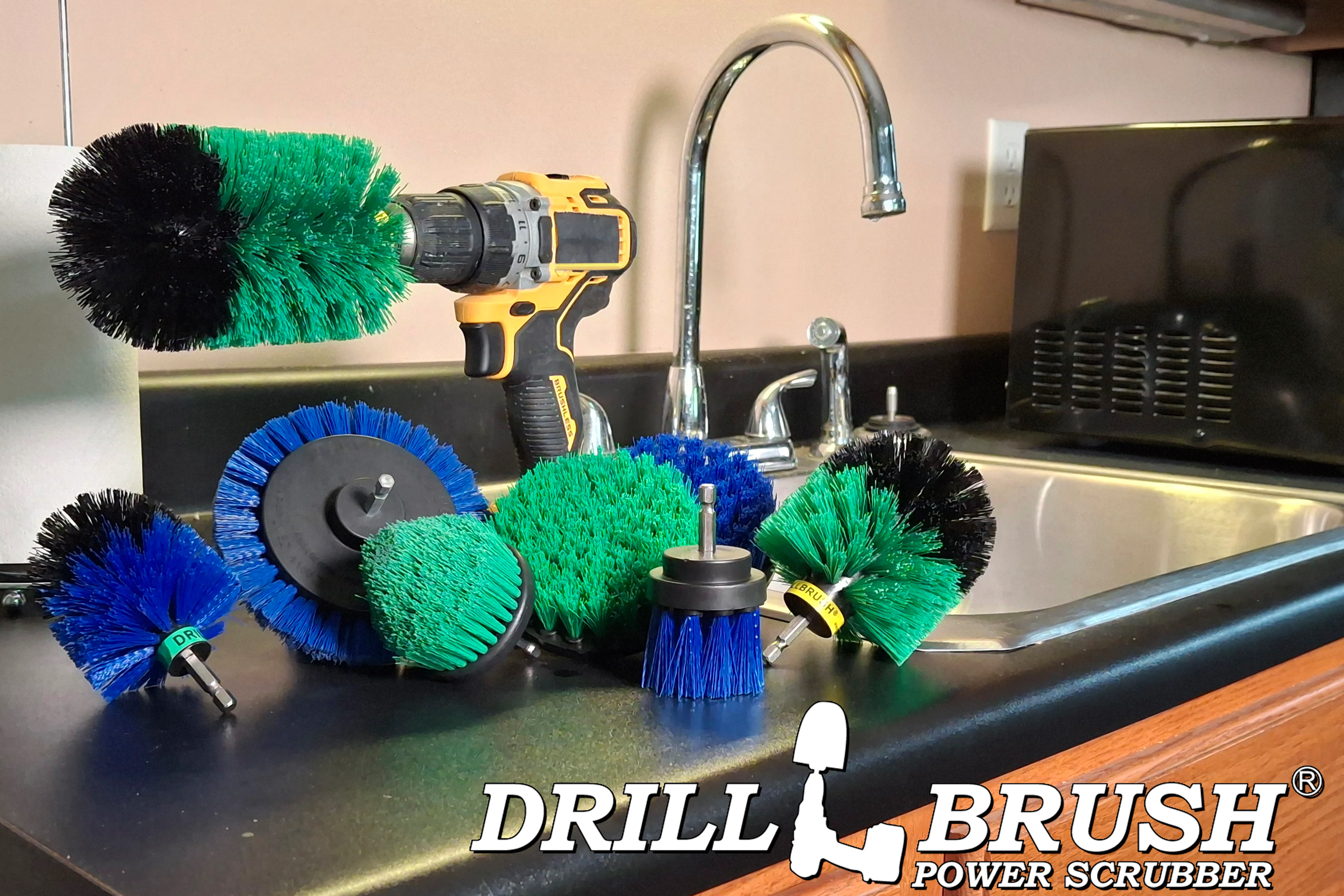 8-piece Medium Green and Blue Variety Kit - Medium Bristles - Kitchen, Marine, Pool, and Pet Cleaning | G4CJO-BE4M-B2L-QC-DB - Image 6