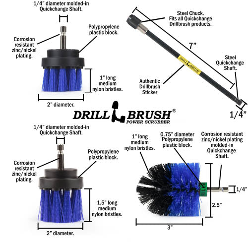 Ultimate Blue Brush Kit w/ 7in Extension - Medium Bristles - Pool & Marine | B-542OMS-2L-7X-QC-DB - Image 6