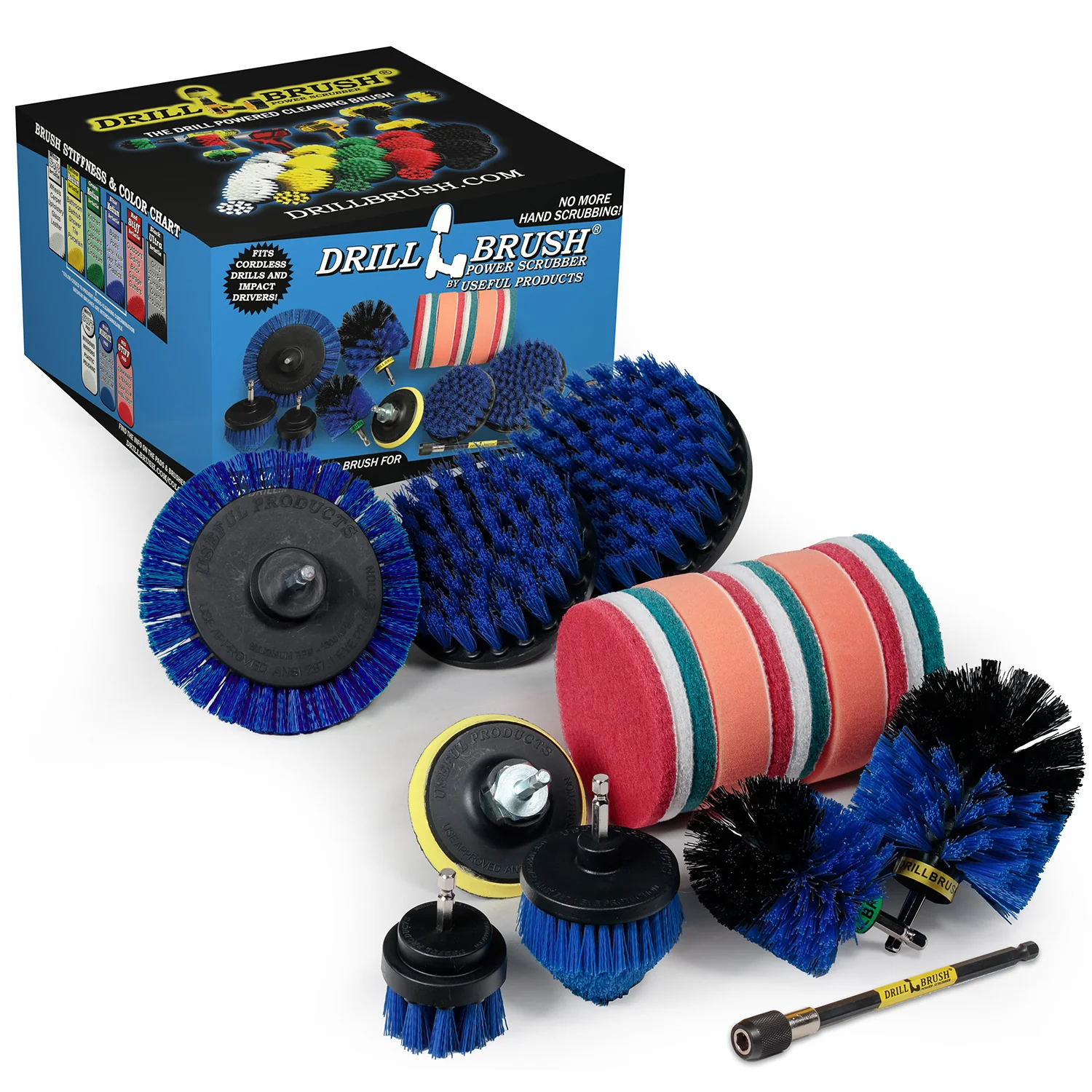 21-piece Blue Brush Kit - Medium Bristles | B-E542OMCS-P4-3WRB-2F-3V-5X-QC-DB