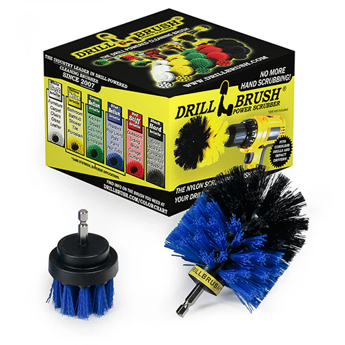Original & 2in Blue Brushes - Medium Bristles - Marine & Pool Cleaning | B-S-2O-QC-DB