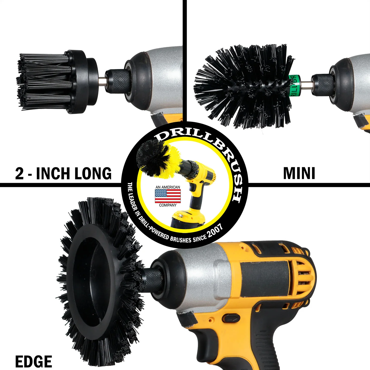 Edge Brush, 2in Long, and Mini Original Brush all in Ultra Stiff Black - Grill Cleaning | K-EMS-2L-QC-DB - Image 3