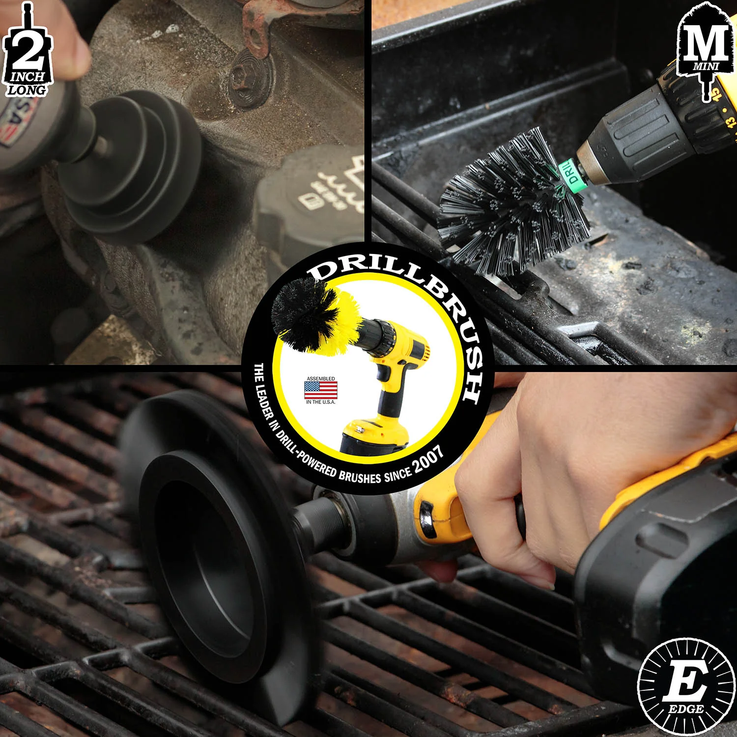 Edge Brush, 2in Long, and Mini Original Brush all in Ultra Stiff Black - Grill Cleaning | K-EMS-2L-QC-DB - Image 4