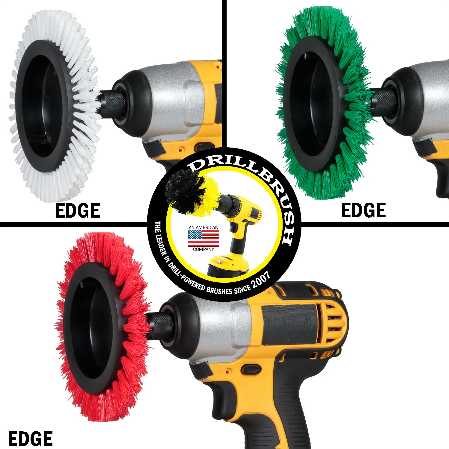 Edge Brush 3-piece Kit - Soft, Medium, & Stiff Bristles - Home, Kitchen, and Outdoor Cleaning | E-S-WGR-QC-DB - Image 3