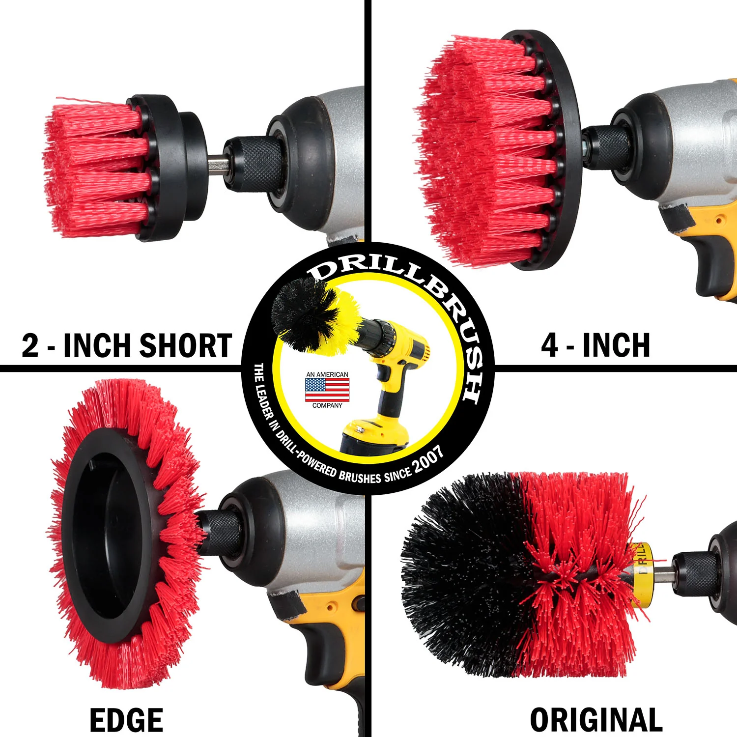 Edge, Original, 4in, and 2in Red Brushes - Stiff Bristles - Outdoor & Patio Cleaning | R-S-E42O-QC-DB - Image 3