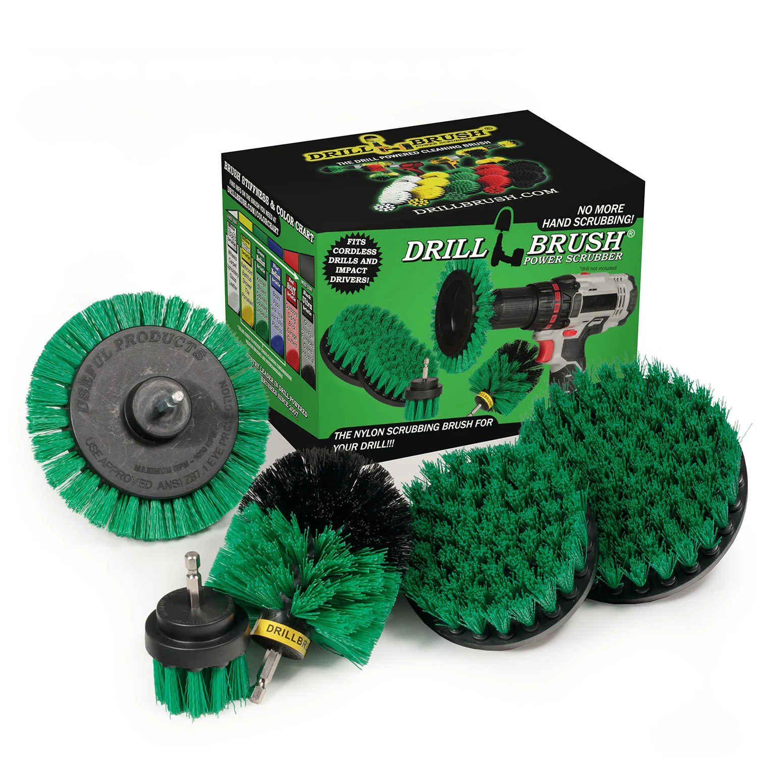 Edge, Original, 5in, 4in, & 2in Green Brushes - Medium Bristles - Kitchen & Appliance | G-S-E542O-QC-DB