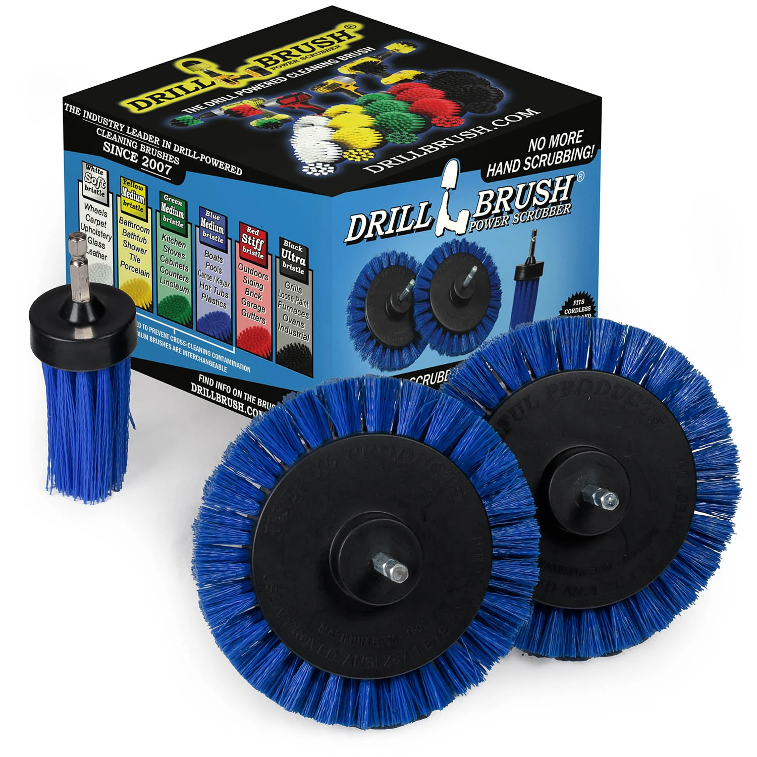 Edge x2 and 1 inch Long Blue Brushes - Medium Bristles - Marine & Pool Cleaning | B-EES-1L-QC-DB