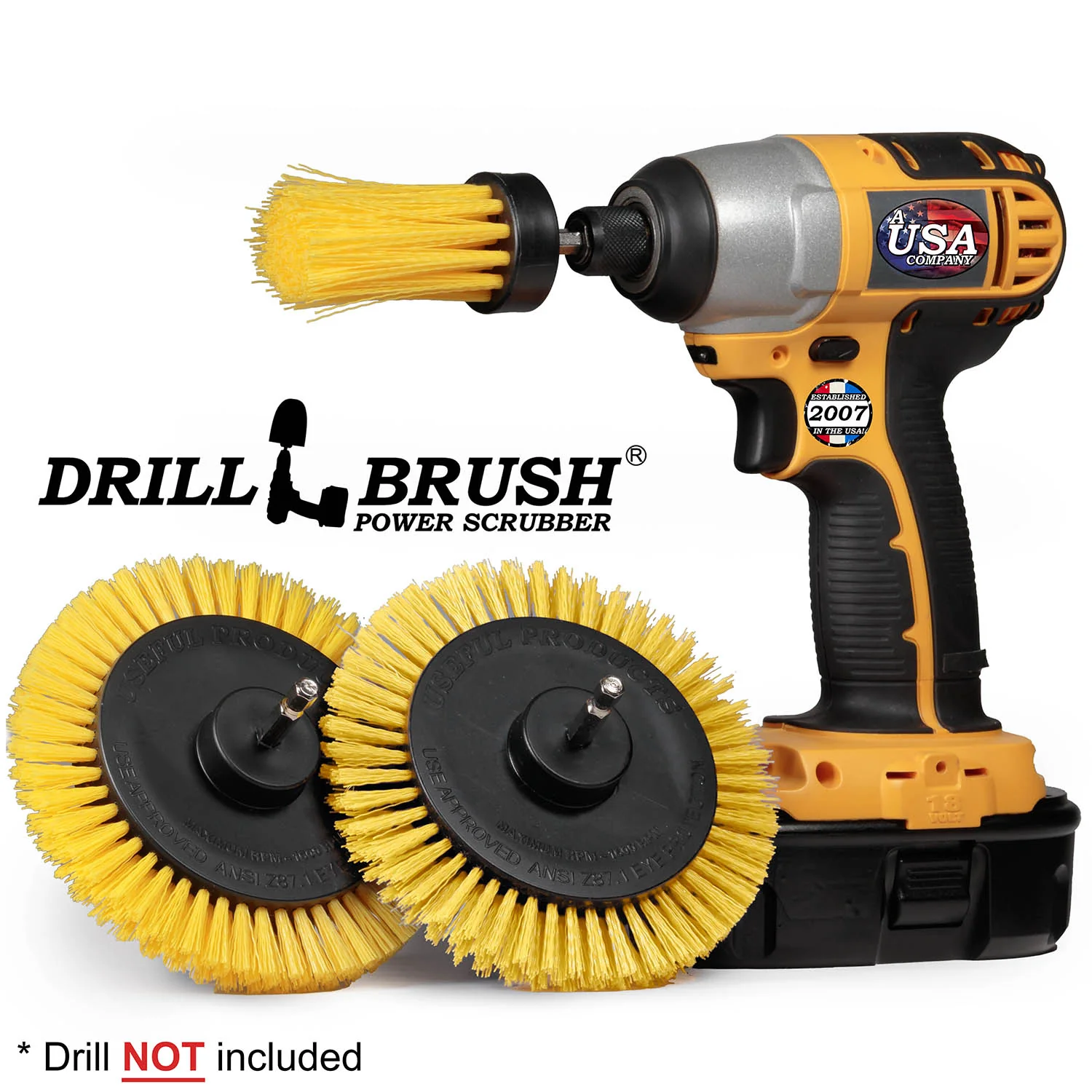 Edge x2 and 1 inch Long Yellow Brushes - Medium Bristles - Bathroom Cleaning | Y-EES-1L-QC-DB - Image 2