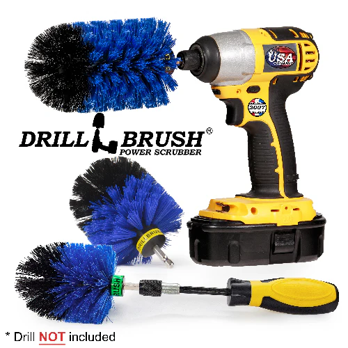 Jumbo, Original, and Mini Brushes w/ Handle Kit - Medium Blue Bristles - Marine, Pool, and Pet Cleaning | B-S-JOM-HD-QC-DB - Image 2