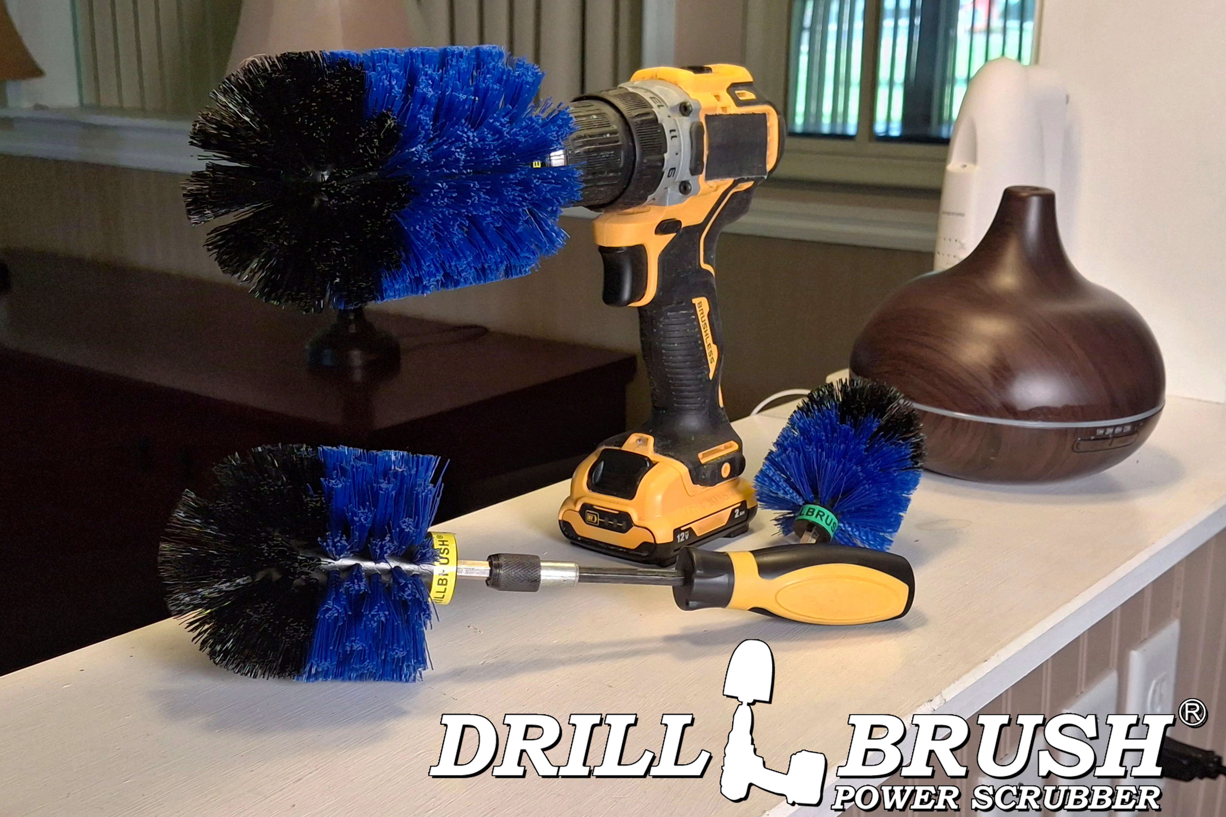 Jumbo, Original, and Mini Brushes w/ Handle Kit - Medium Blue Bristles - Marine, Pool, and Pet Cleaning | B-S-JOM-HD-QC-DB - Image 5
