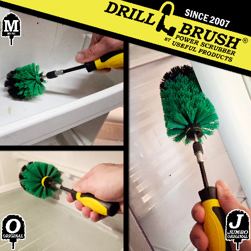 Jumbo, Original, and Mini Brushes w/ Handle Kit - Medium Green Bristles - Kitchen Cleaning | G-S-JOM-HD-QC-DB - Image 3