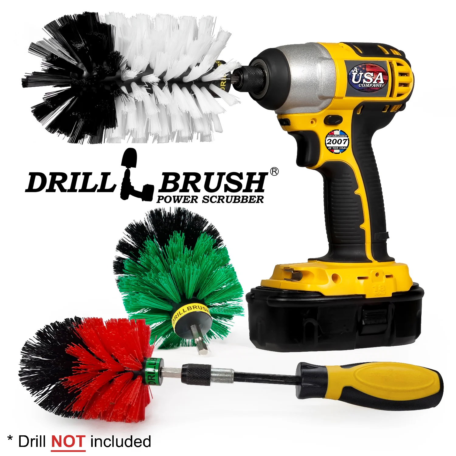 Jumbo, Original, and Mini Brushes w/ Handle Kit - Soft, Medium & Stiff Bristles - Household Variety Cleaning | WJ-GO-RM-HD-S-QC-DB - Image 2
