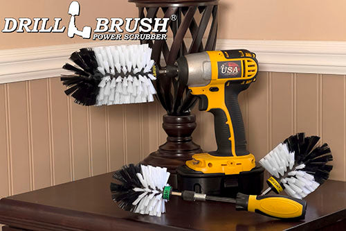 Jumbo, Original, and Mini Brushes w/ Handle Kit - Soft White Bristles - Home & Auto Cleaning | W-S-JOM-HD-QC-DB - Image 5