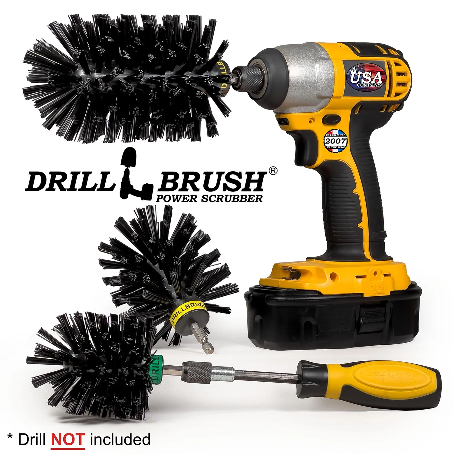 Jumbo, Original, and Mini Brushes w/ Handle Kit - Ultra Stiff Black Bristles - Grill & Industrial Cleaning | K-S-JOM-HD-QC-DB - Image 2