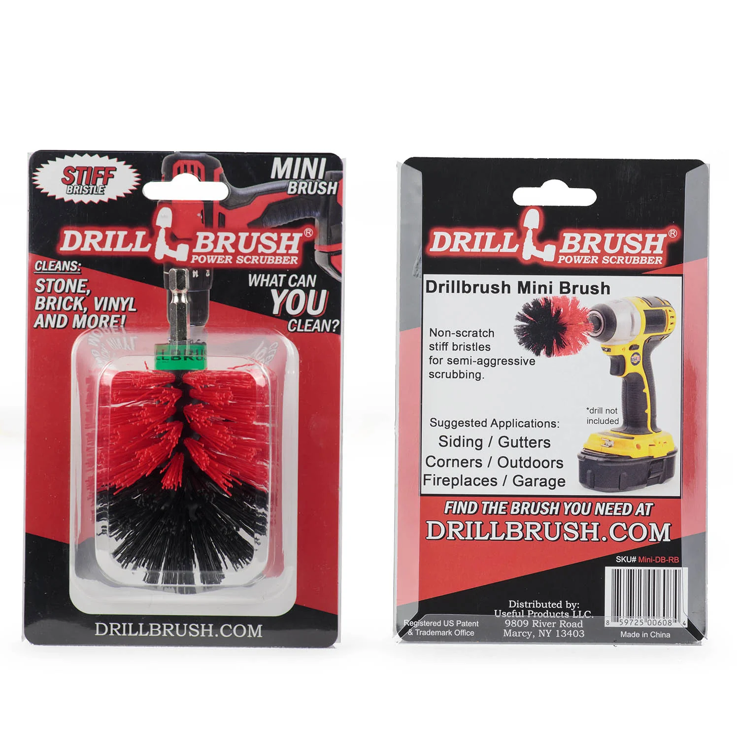 Mini Red Brush - Stiff Bristles - Bullet Shaped - Masonry & Lawn Furniture Cleaning | M-S-R-QC-DB - Image 2