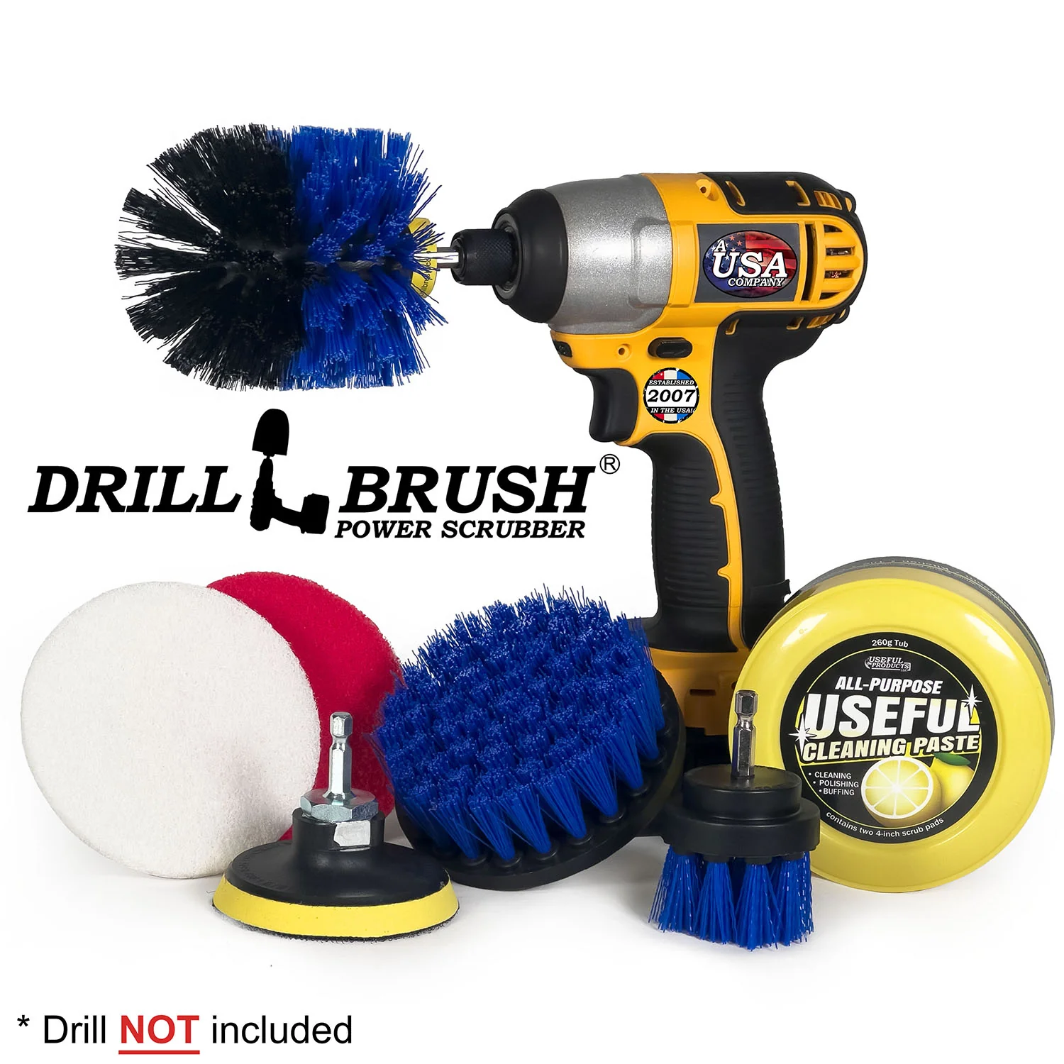 Medium Blue 4in, 2in Short, & Original Brush Kit with Useful All-Purpose Cleaning Paste Bundle - Medium Bristles - 260g Multi-Purpose Cleaning Paste | B-S-42O-3V-QC-DB-UP1 - Image 2