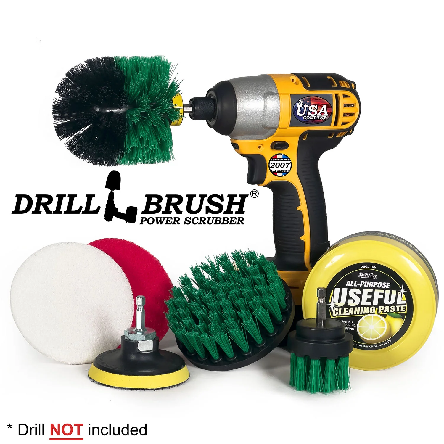 Medium Green 4in, 2in Short, & Original Brush Kit with Useful All-Purpose Cleaning Paste Bundle - Medium Bristles - 260g Multi-Purpose Cleaning Paste | G-S-42O-3V-QC-DB-UP1 - Image 2