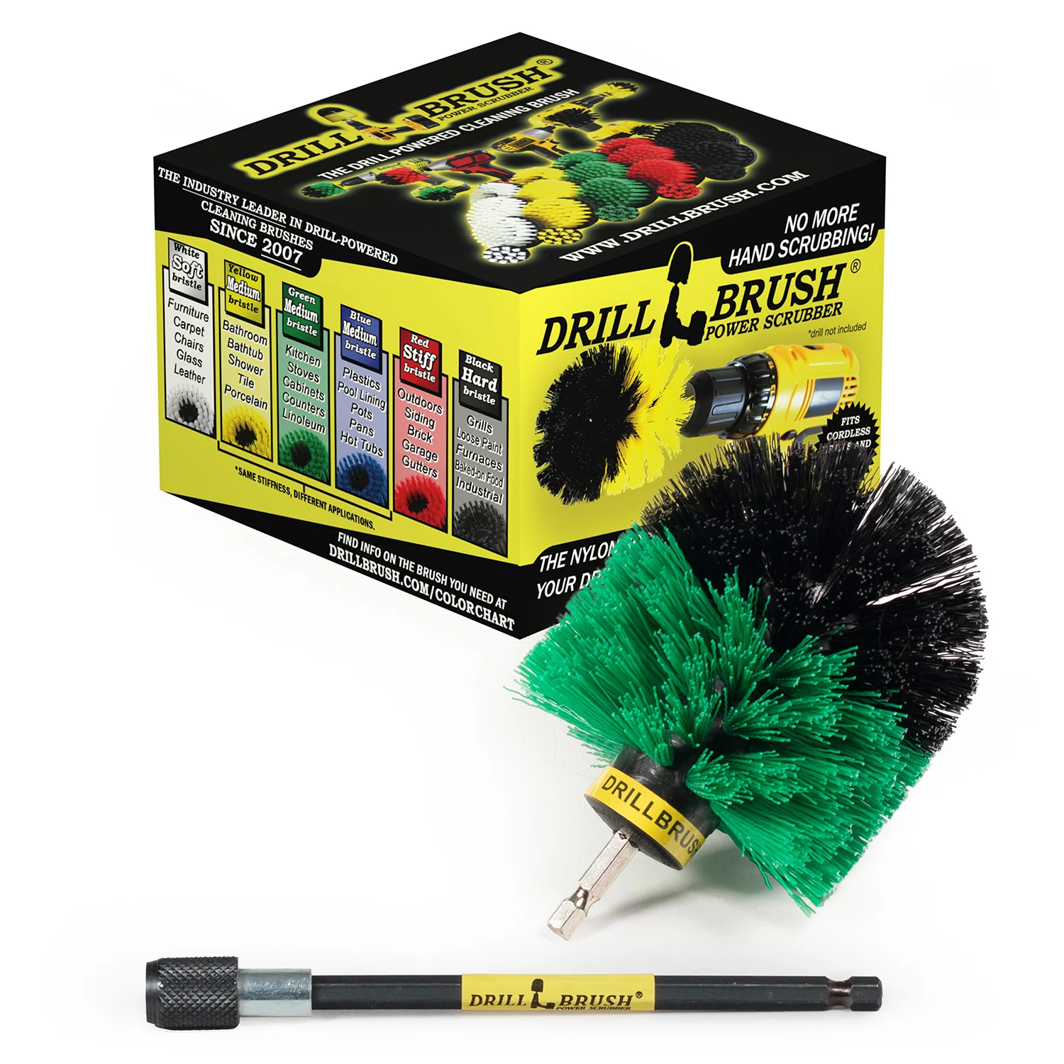 Original Green Brush & 5in Ext. - Medium Stiffness - Kitchen Sink & Fridge | O-S-G-5X-QC-DB